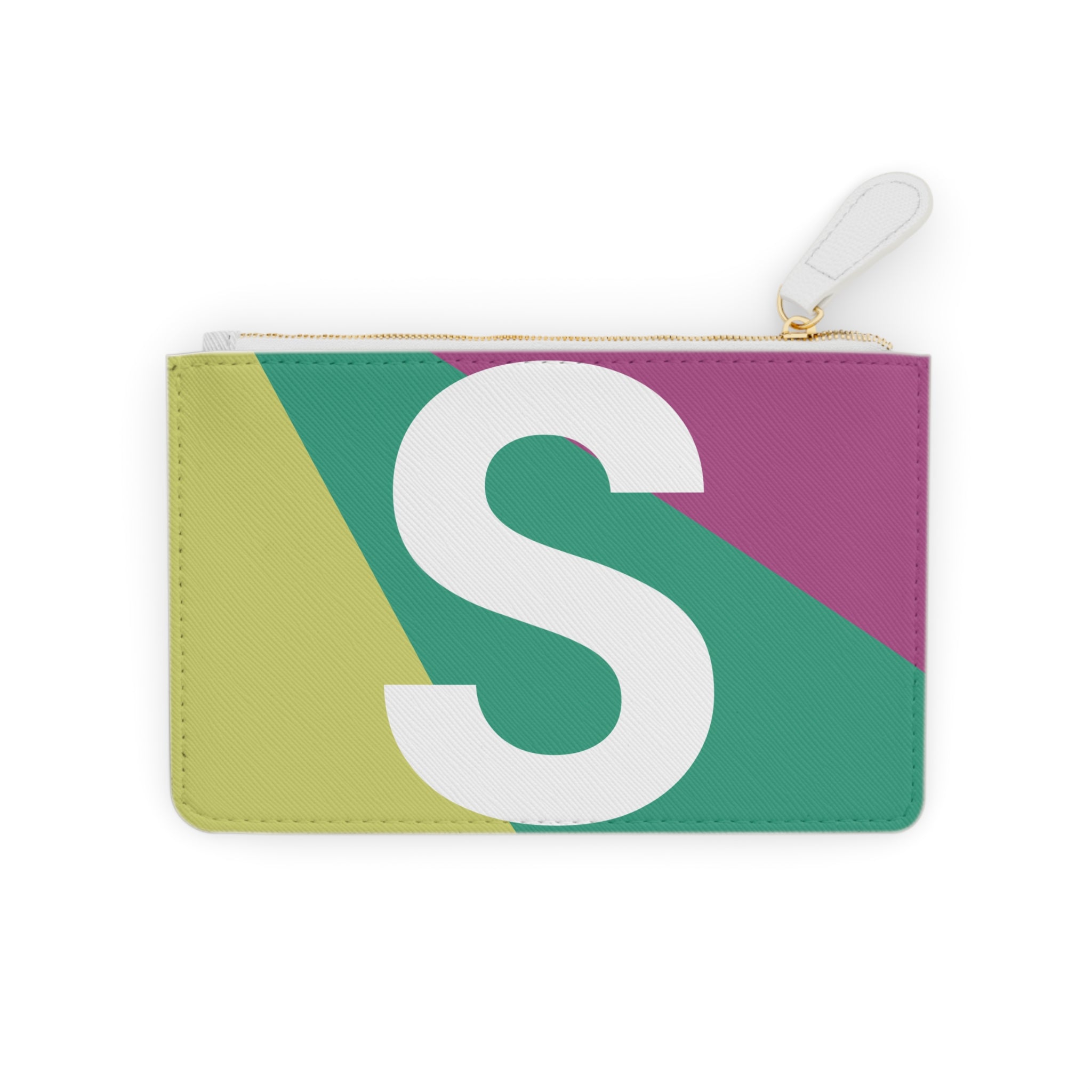 Initial S Mini Clutch — Colorblock Monogram Wristlet Wallet