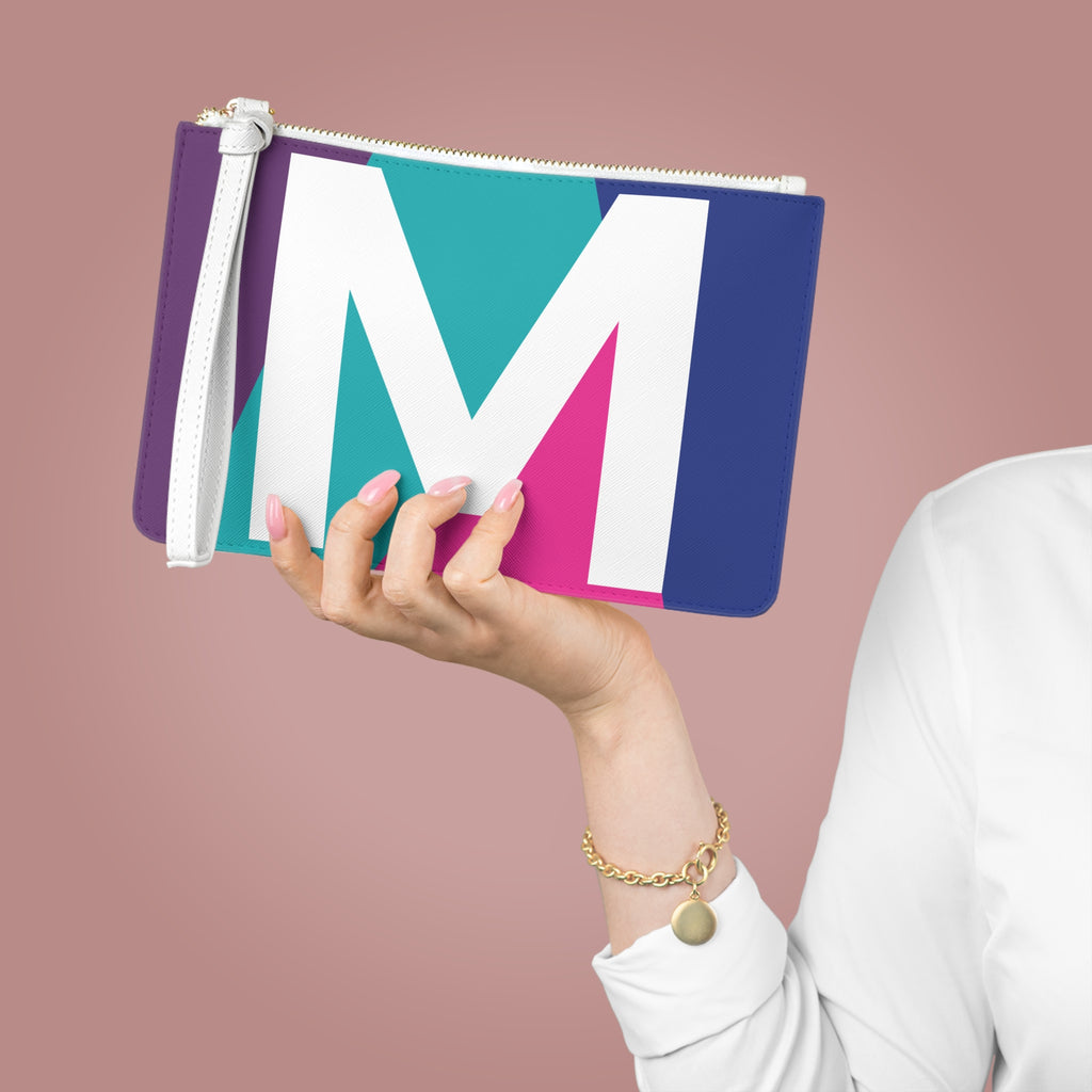 Monogram 'M' Colorblock Clutch Bag — Bold Geometric Wristlet for Everyday & Gifts