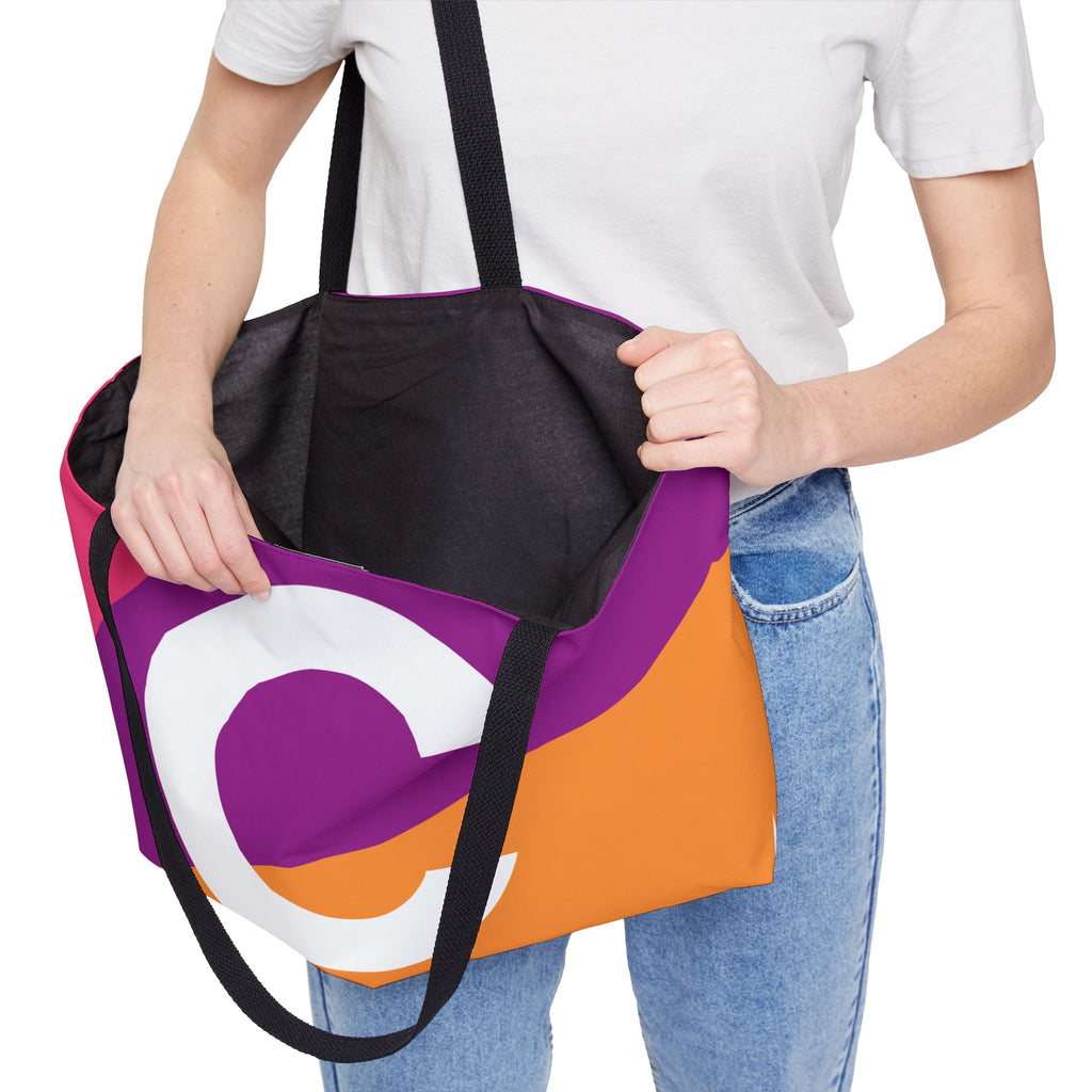 Personalized 'C' Colorblock Tote Bag — Monogram Weekender Tote