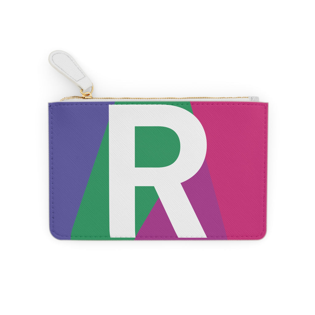 Initial R Mini Clutch — Colorblock Monogram Wristlet Wallet