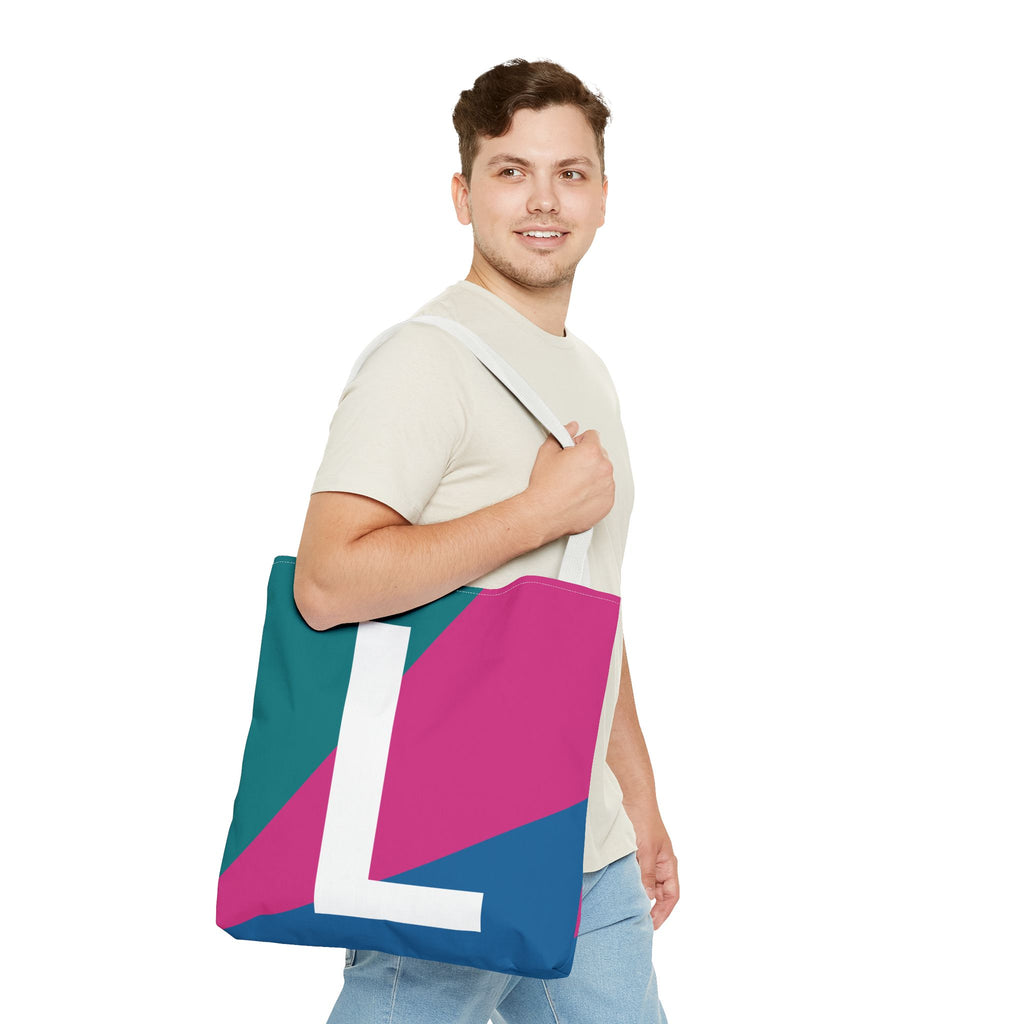 Monogram 'L' Colorblock Tote Bag — Personalized Initial L Shoulder Tote