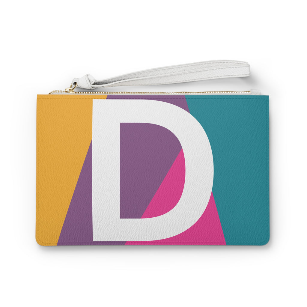 Monogram 'D' Colorblock Clutch Bag — Bold Geometric Wristlet for Everyday & Gifts