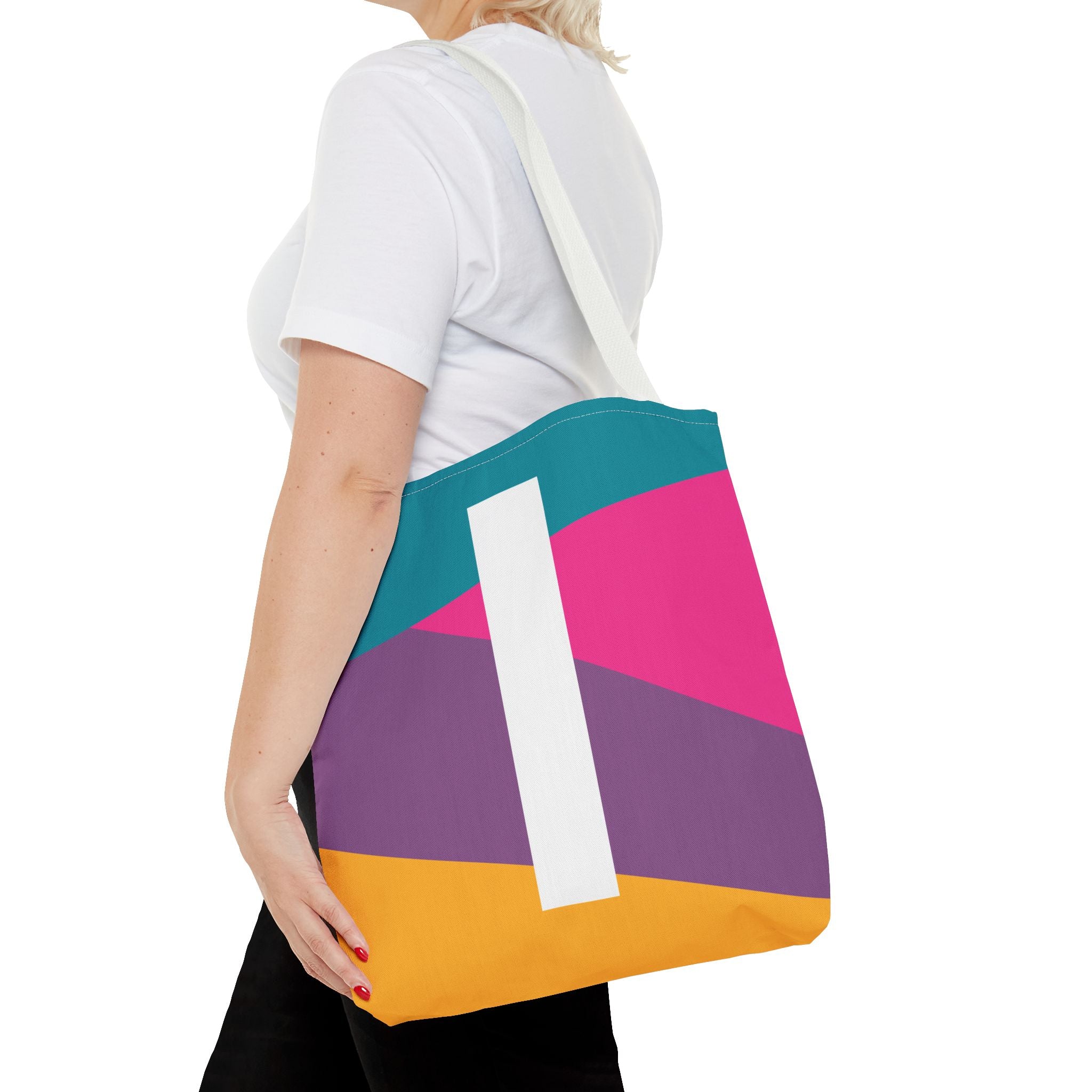 Monogram 'I' Colorblock Tote Bag — Personalized Initial I Shoulder Tote