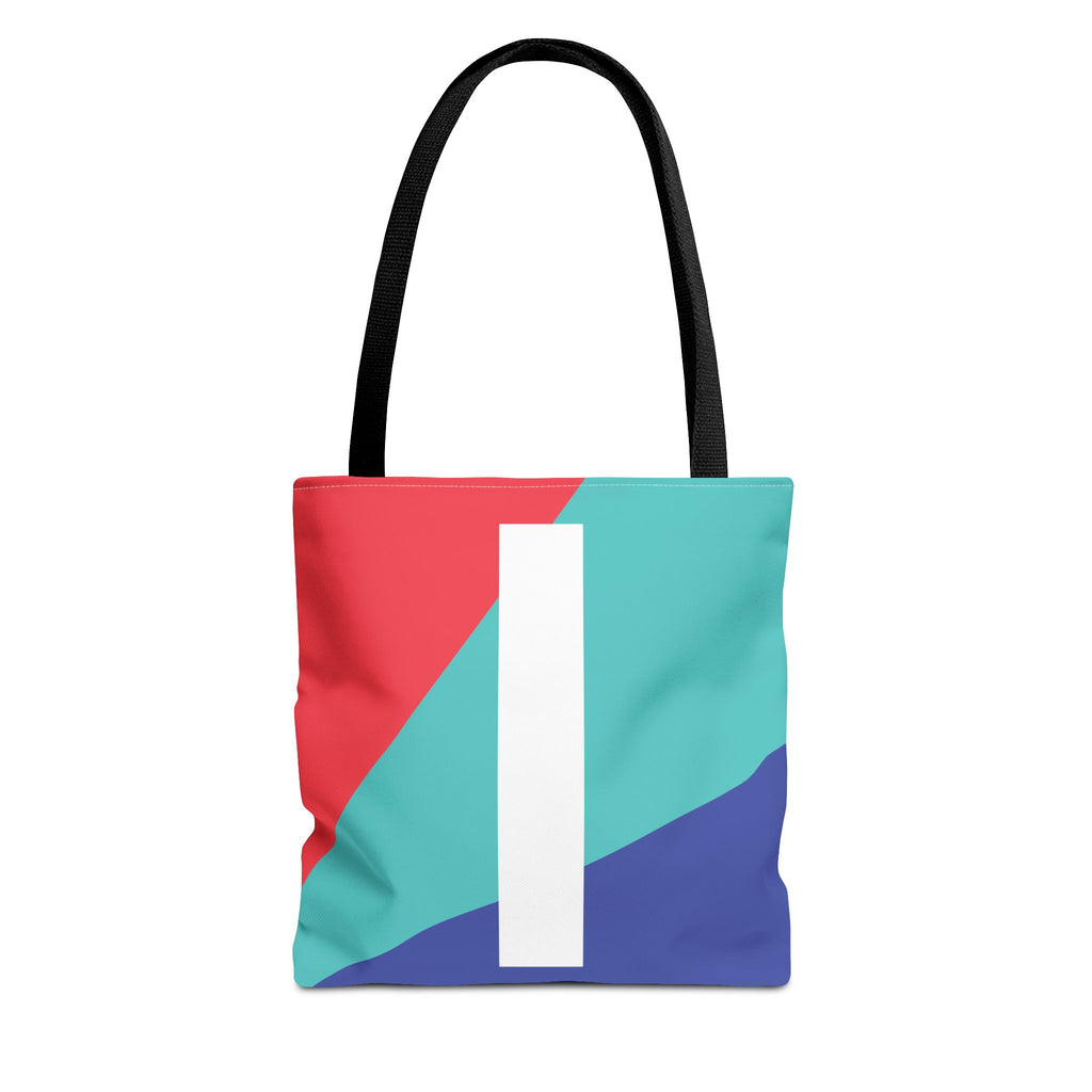 Monogram 'I' Colorblock Tote Bag — Personalized Initial I Shoulder Tote