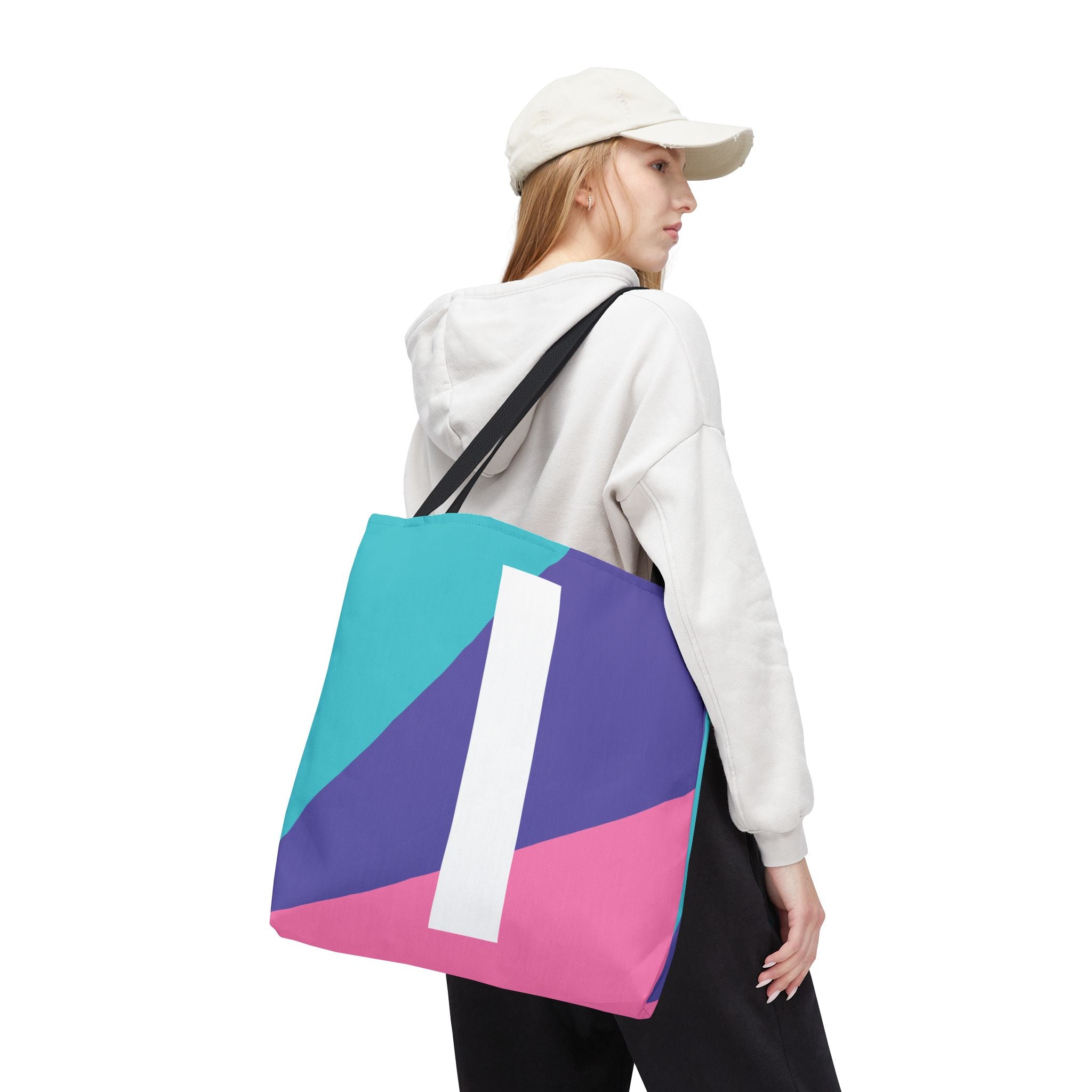 Monogram 'I' Colorblock Tote Bag — Personalized Initial I Shoulder Tote