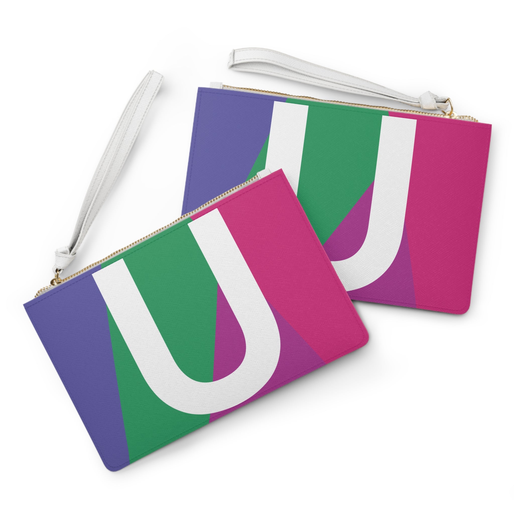Monogram 'U' Colorblock Clutch Bag — Bold Geometric Wristlet for Everyday & Gifts