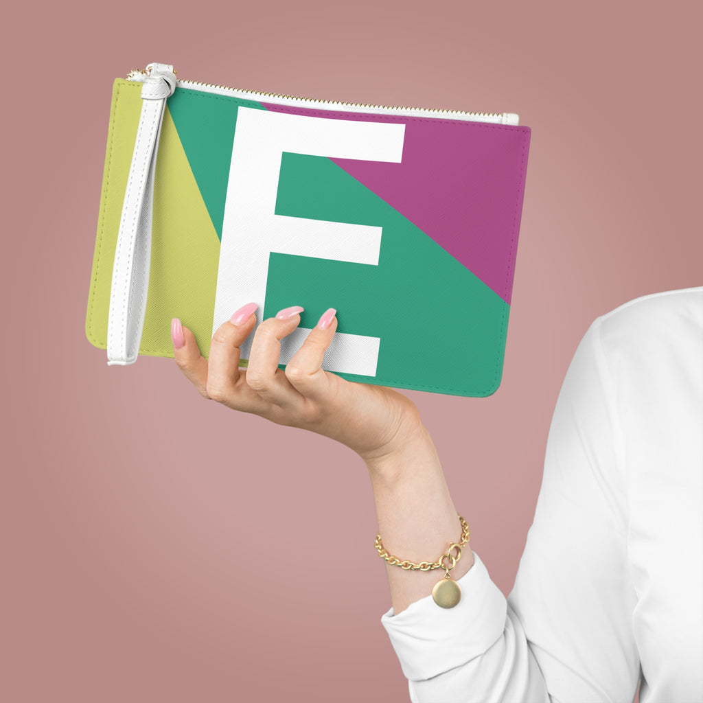 Monogram 'E' Colorblock Clutch Bag — Bold Geometric Wristlet for Everyday & Gifts