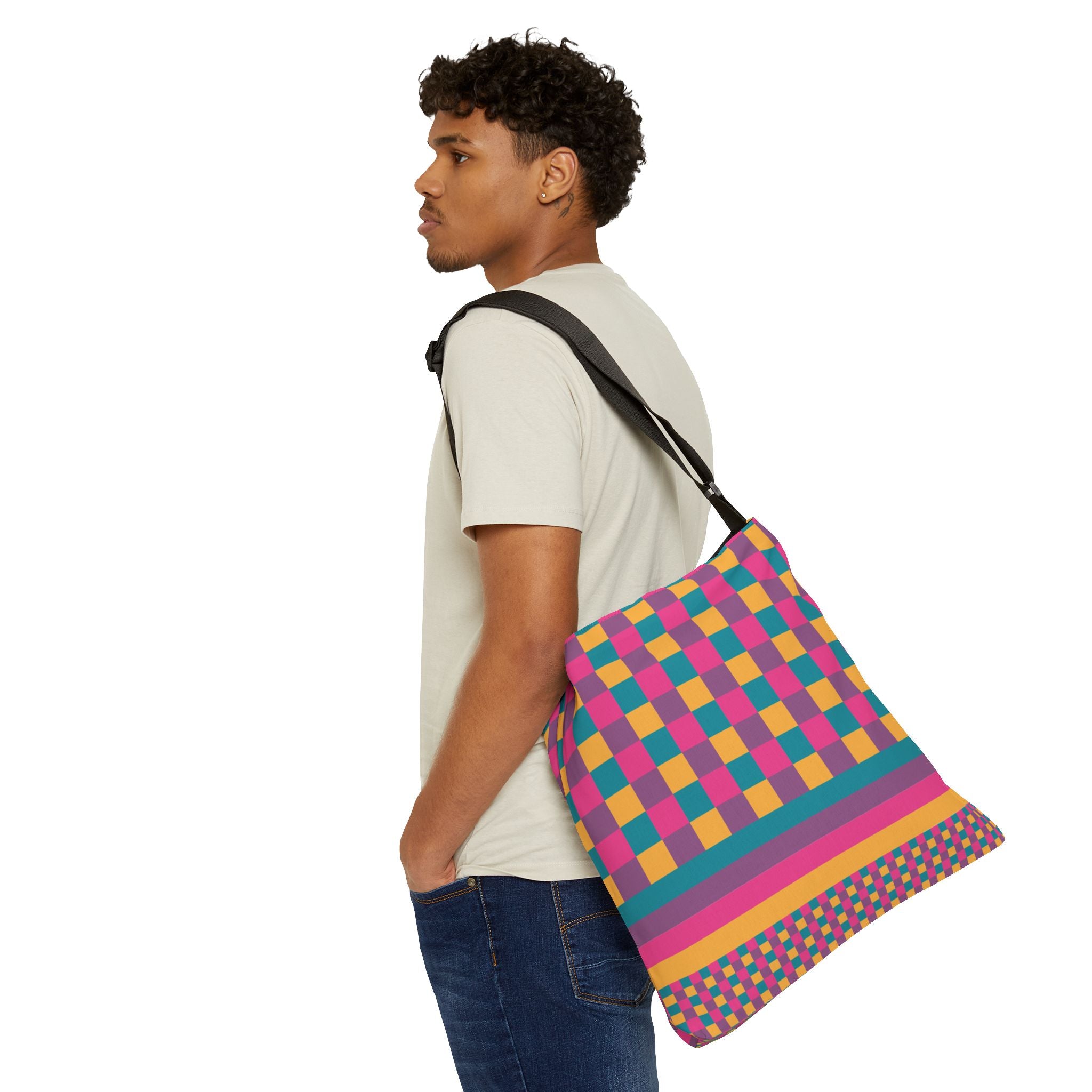 Colorblock Geometric Tote Bag