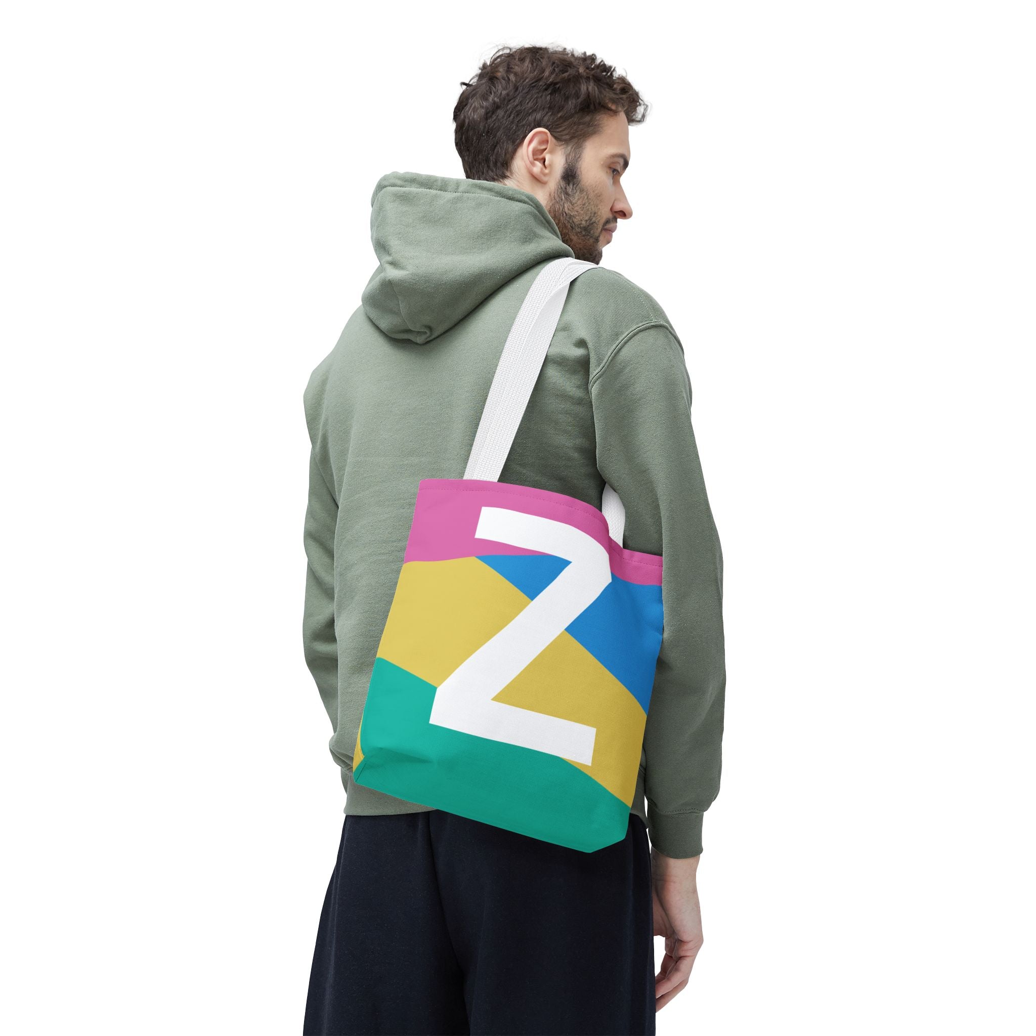Monogram 'Z' Colorblock Tote Bag — Personalized Initial Z Shoulder Tote