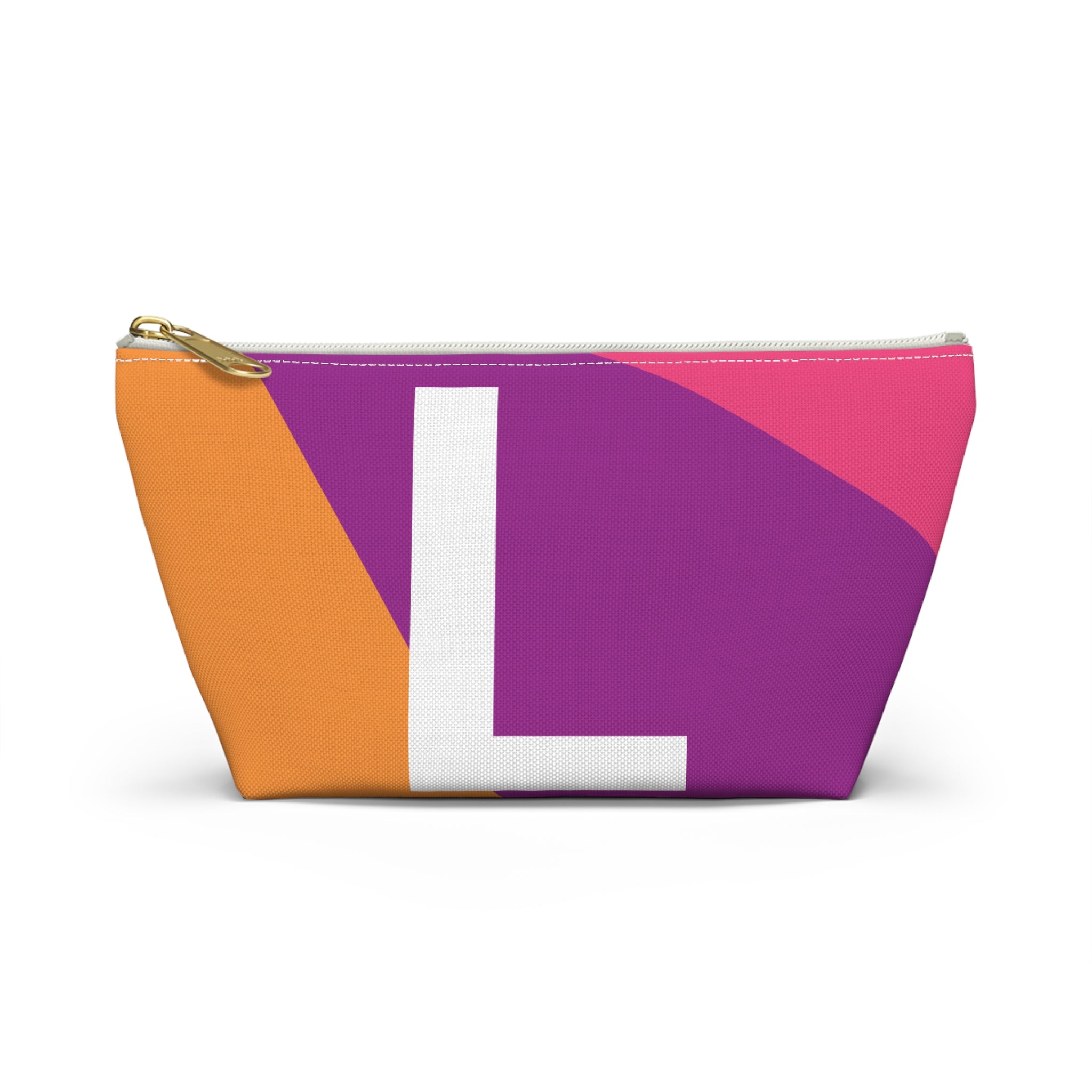 Initials Colorblock Accessory Pouch — Monogram L T-Bottom Cosmetic Bag