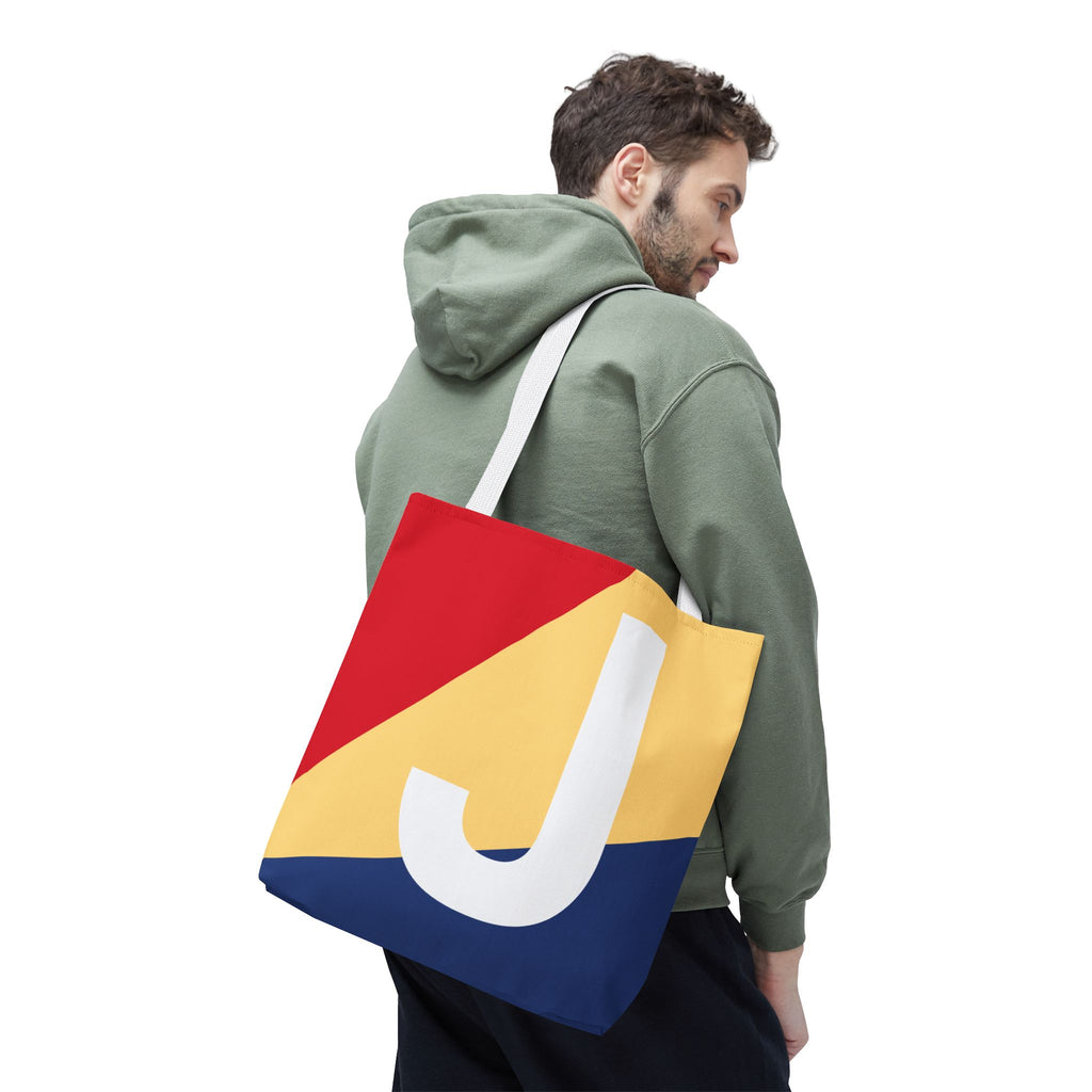 Monogram 'J' Colorblock Tote Bag — Personalized Initial J Shoulder Tote