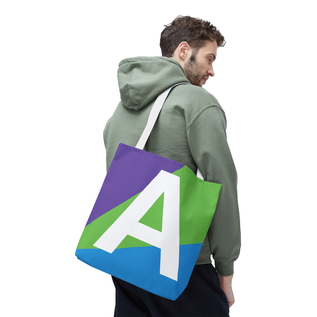 Monogram 'A' Colorblock Tote Bag — Personalized Initial A Shoulder Tote