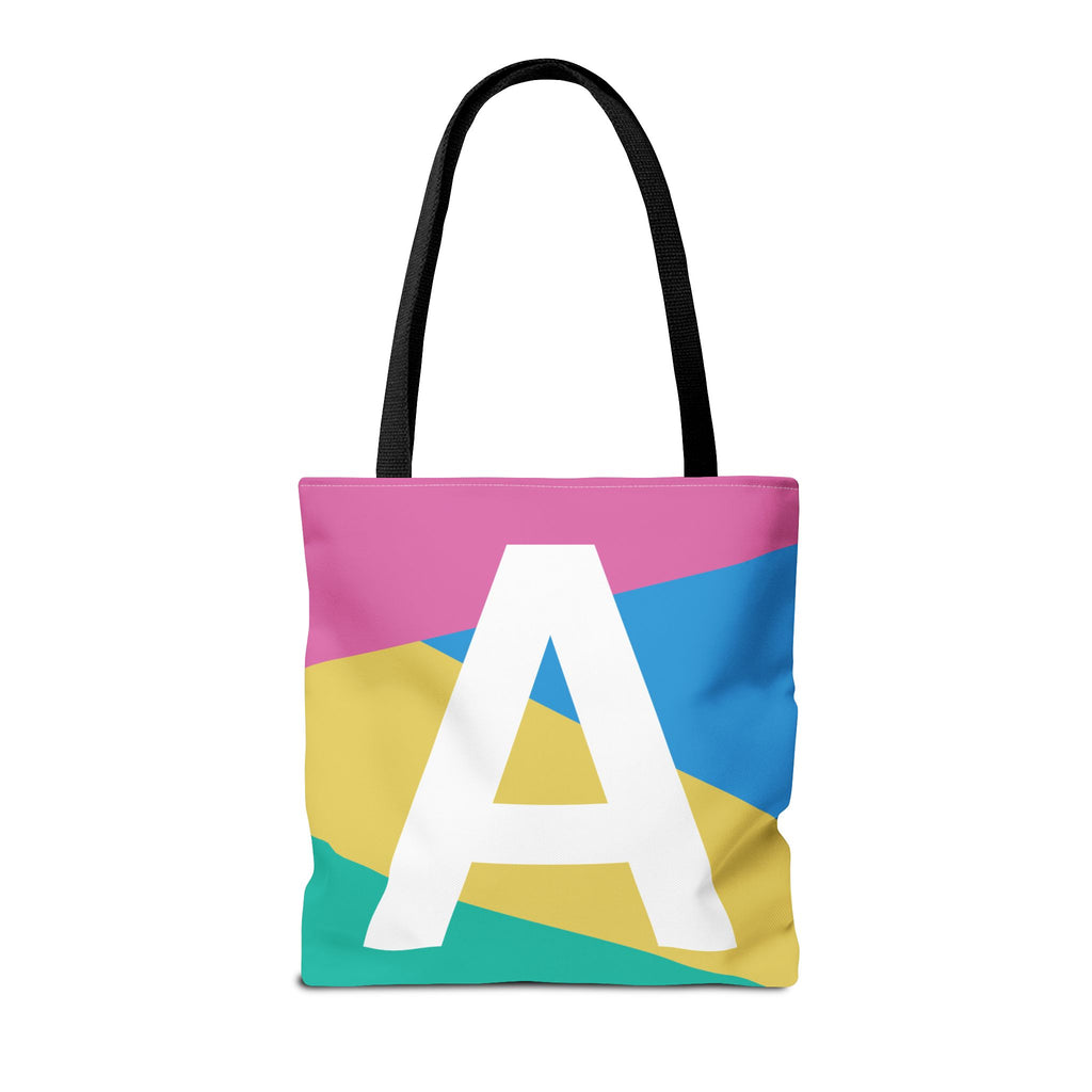 Monogram 'A' Colorblock Tote Bag — Personalized Initial A Shoulder Tote