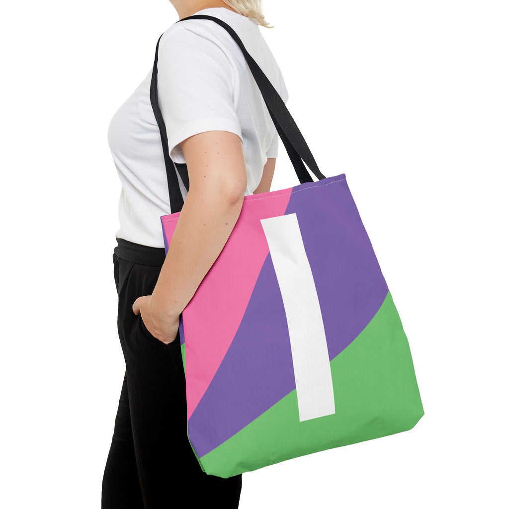 Monogram 'I' Colorblock Tote Bag — Personalized Initial I Shoulder Tote