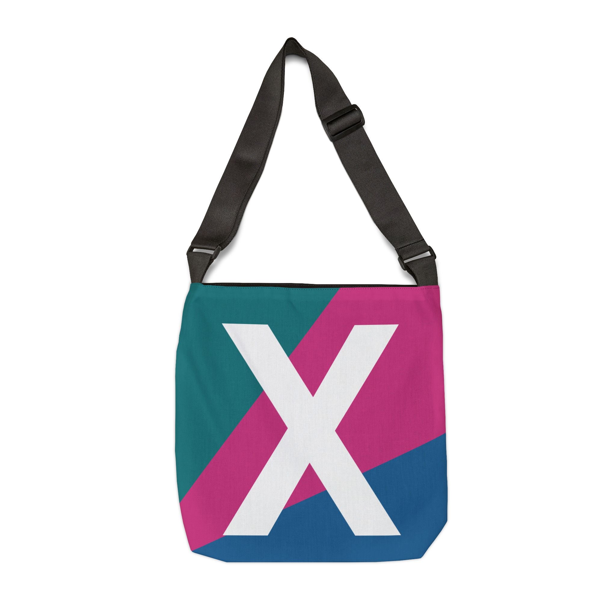 Initial Letter 'X' Colorblock Adjustable Tote Bag — Monogram Alphabet Shoulder Bag
