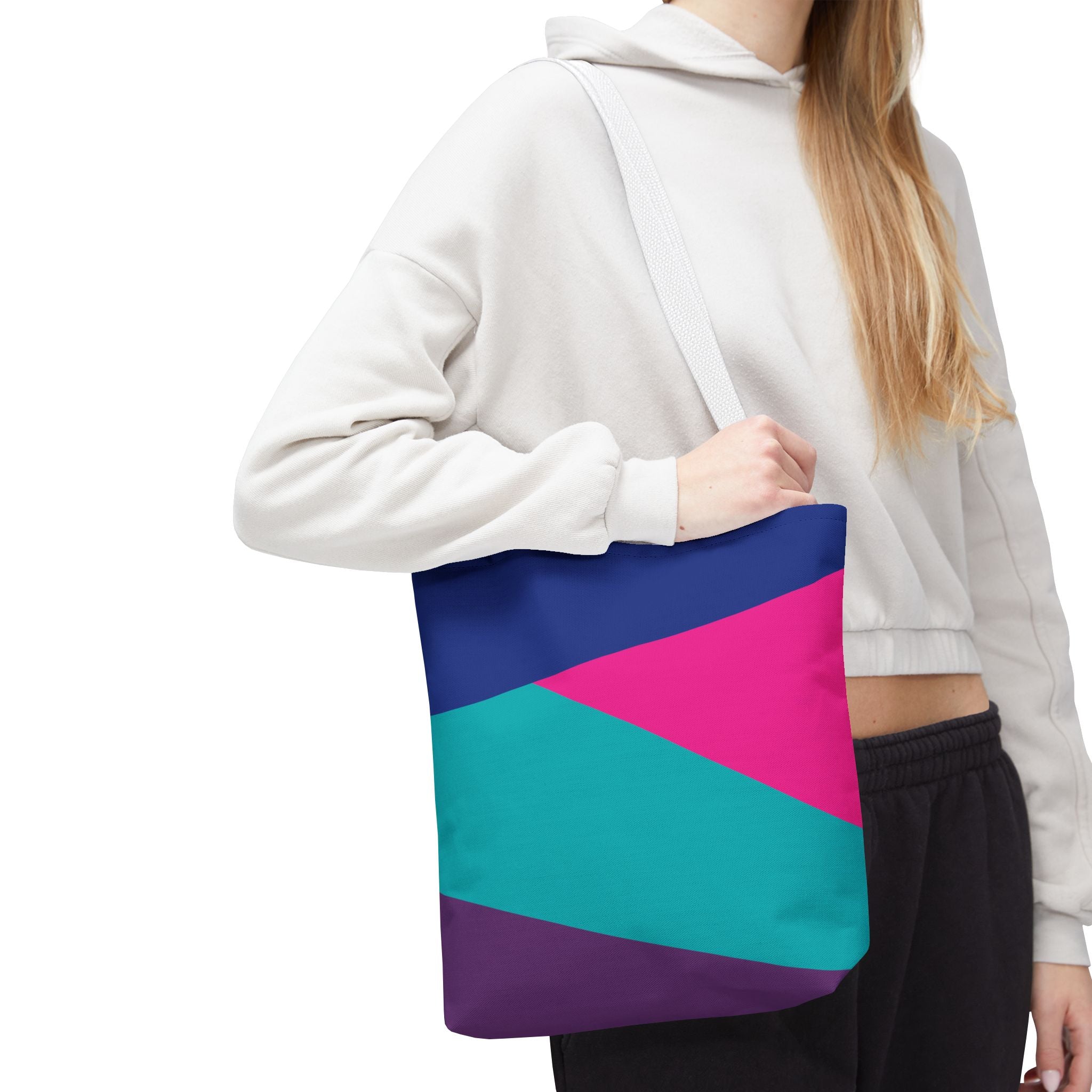 Retro 80s & 90s Inspired Color Block Tote Bag | Stylish Everyday Canvas Shoulder Bag