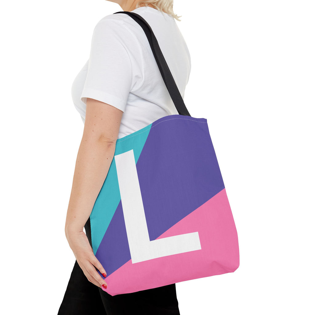 Monogram 'L' Colorblock Tote Bag — Personalized Initial L Shoulder Tote
