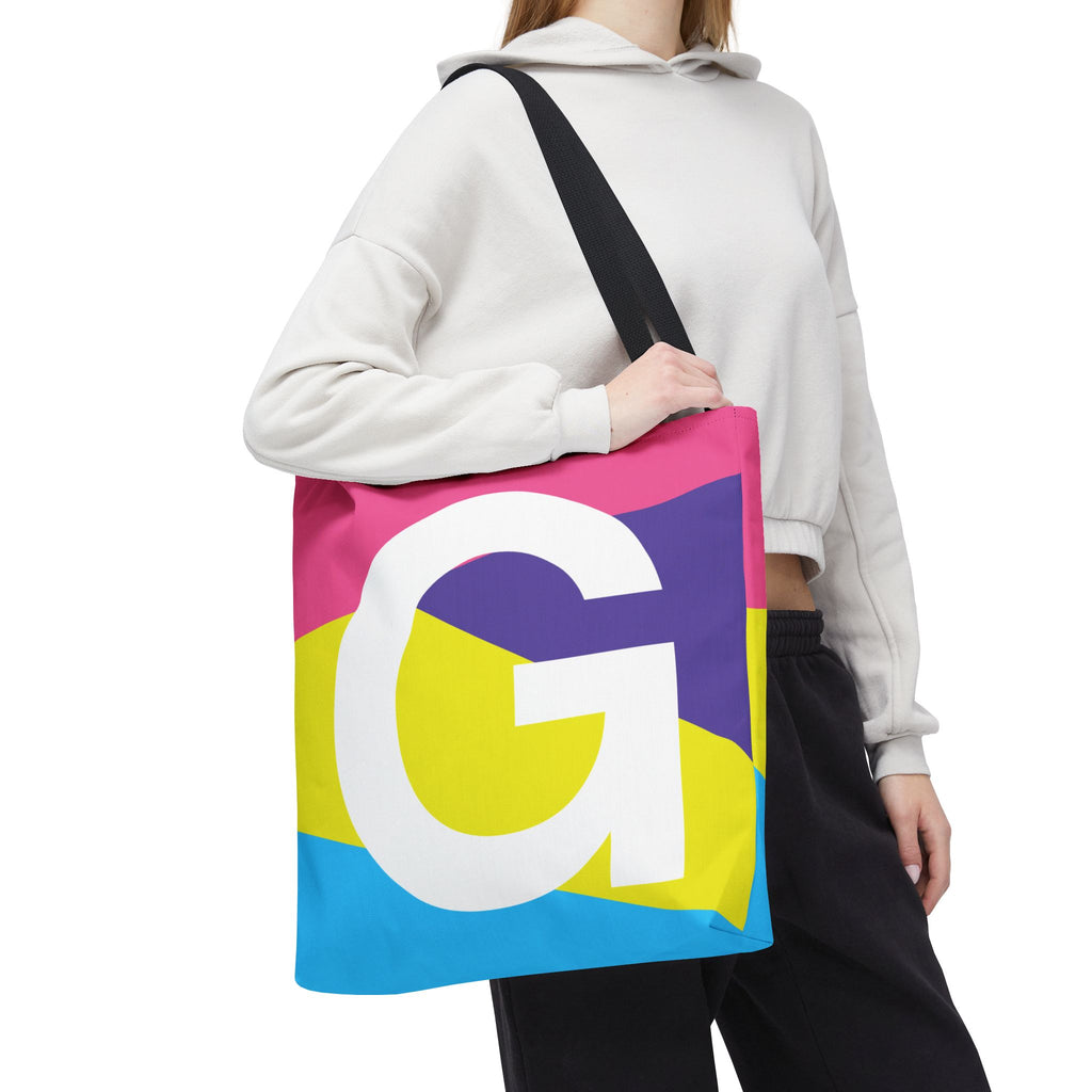 Monogram 'G' Colorblock Tote Bag — Personalized Initial G Shoulder Tote