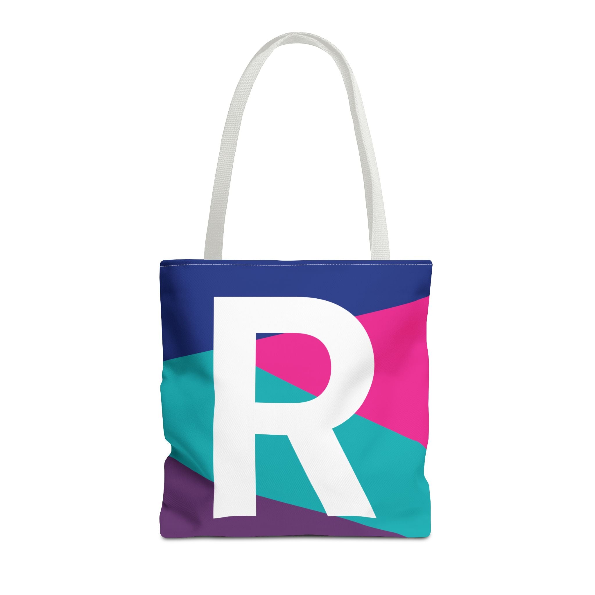 Monogram 'R' Colorblock Tote Bag — Personalized Initial R Shoulder Tote