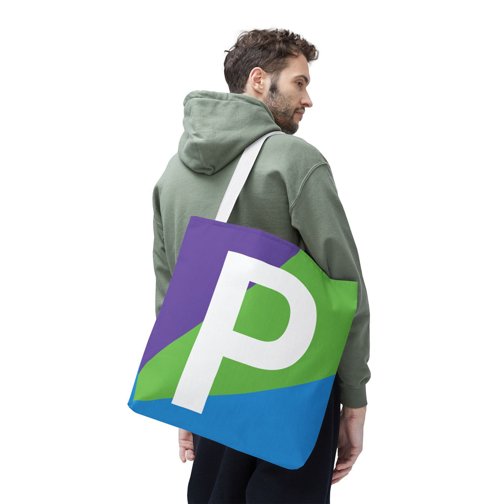 Monogram 'P' Colorblock Tote Bag — Personalized Initial P Shoulder Tote