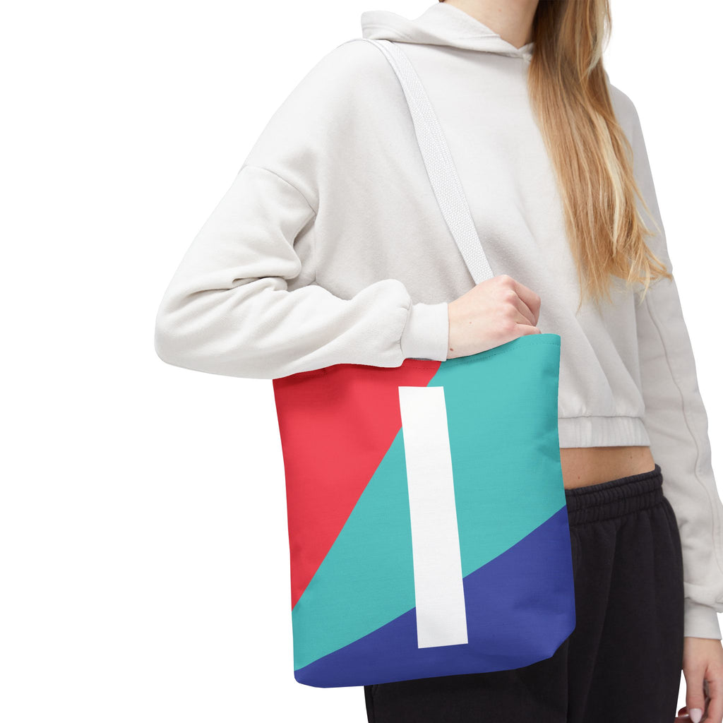 Monogram 'I' Colorblock Tote Bag — Personalized Initial I Shoulder Tote