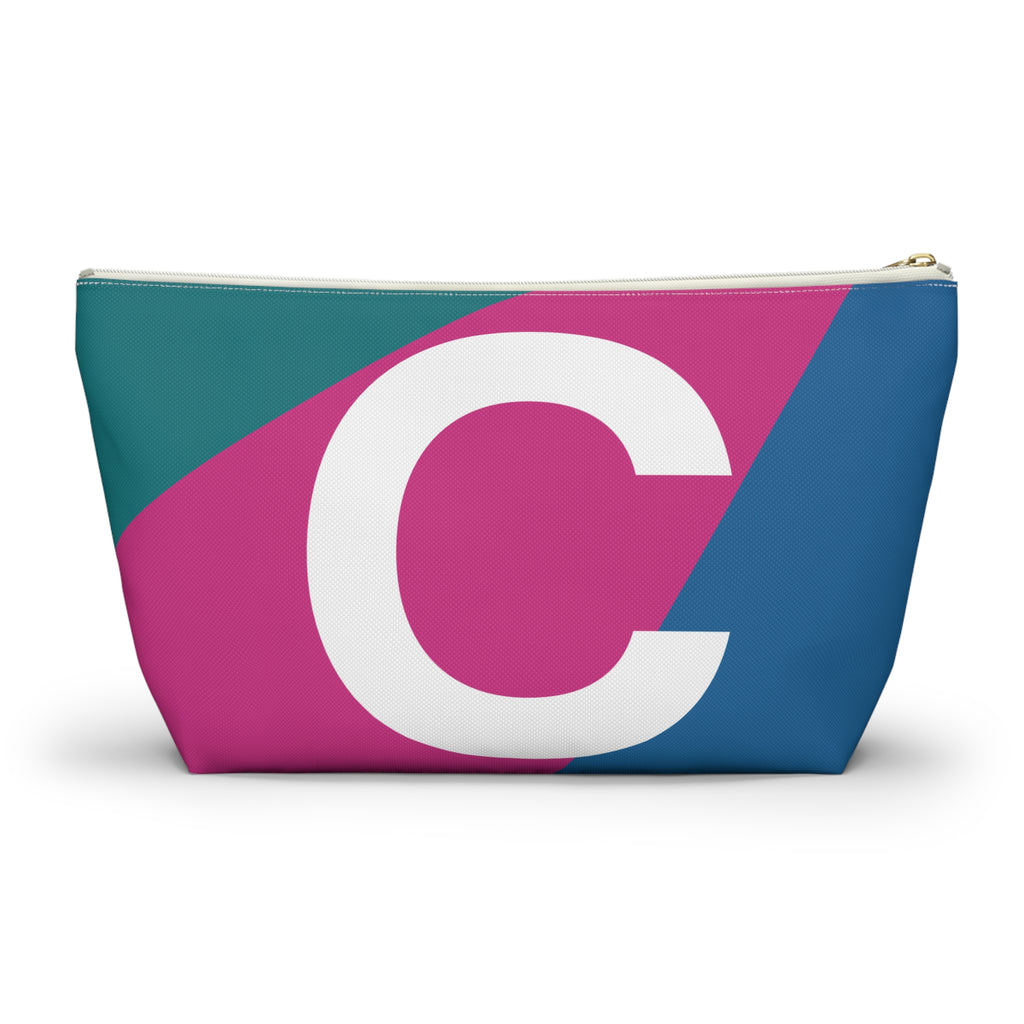Initials Colorblock Accessory Pouch — Monogram C T-Bottom Cosmetic Bag