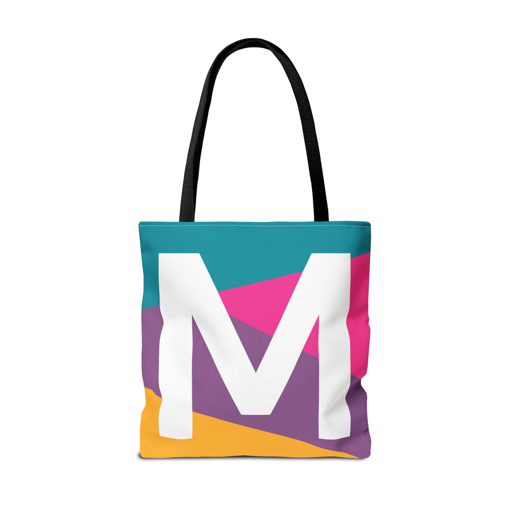 Monogram 'M' Colorblock Tote Bag — Personalized Initial M Shoulder Tote