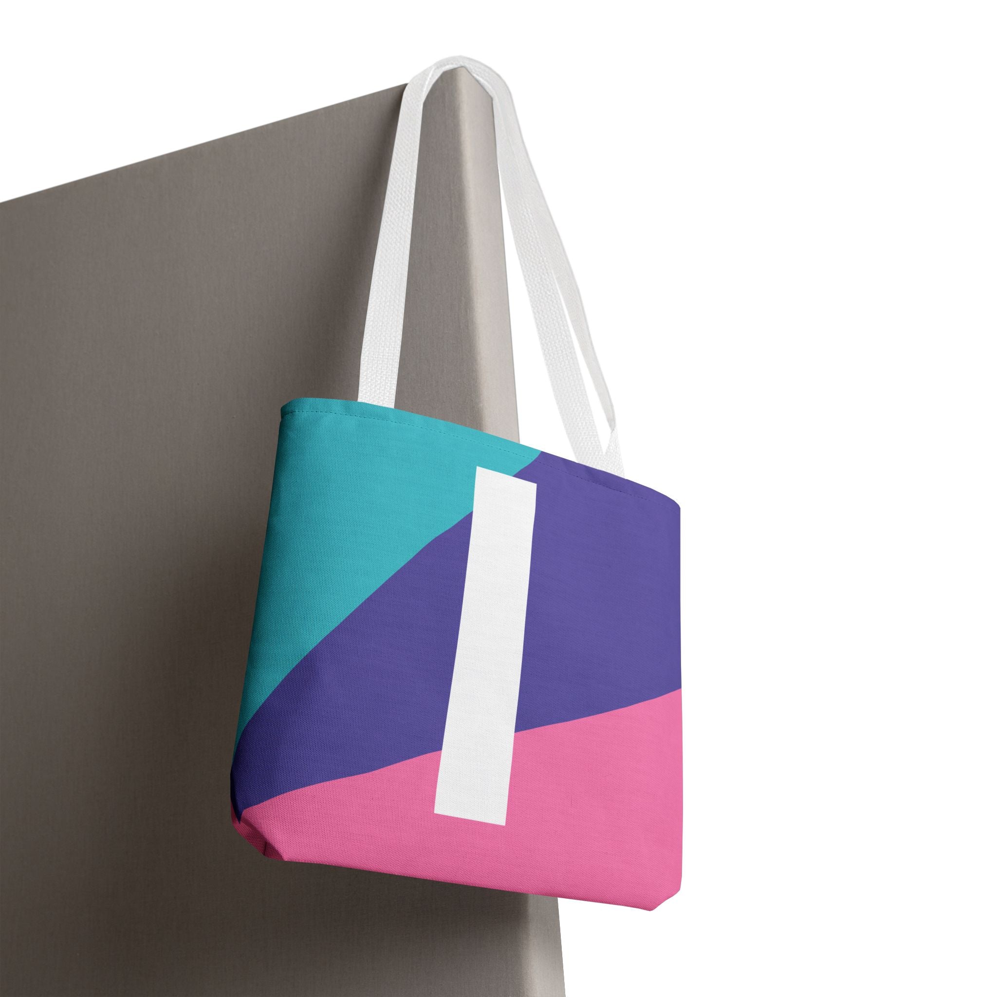 Monogram 'I' Colorblock Tote Bag — Personalized Initial I Shoulder Tote