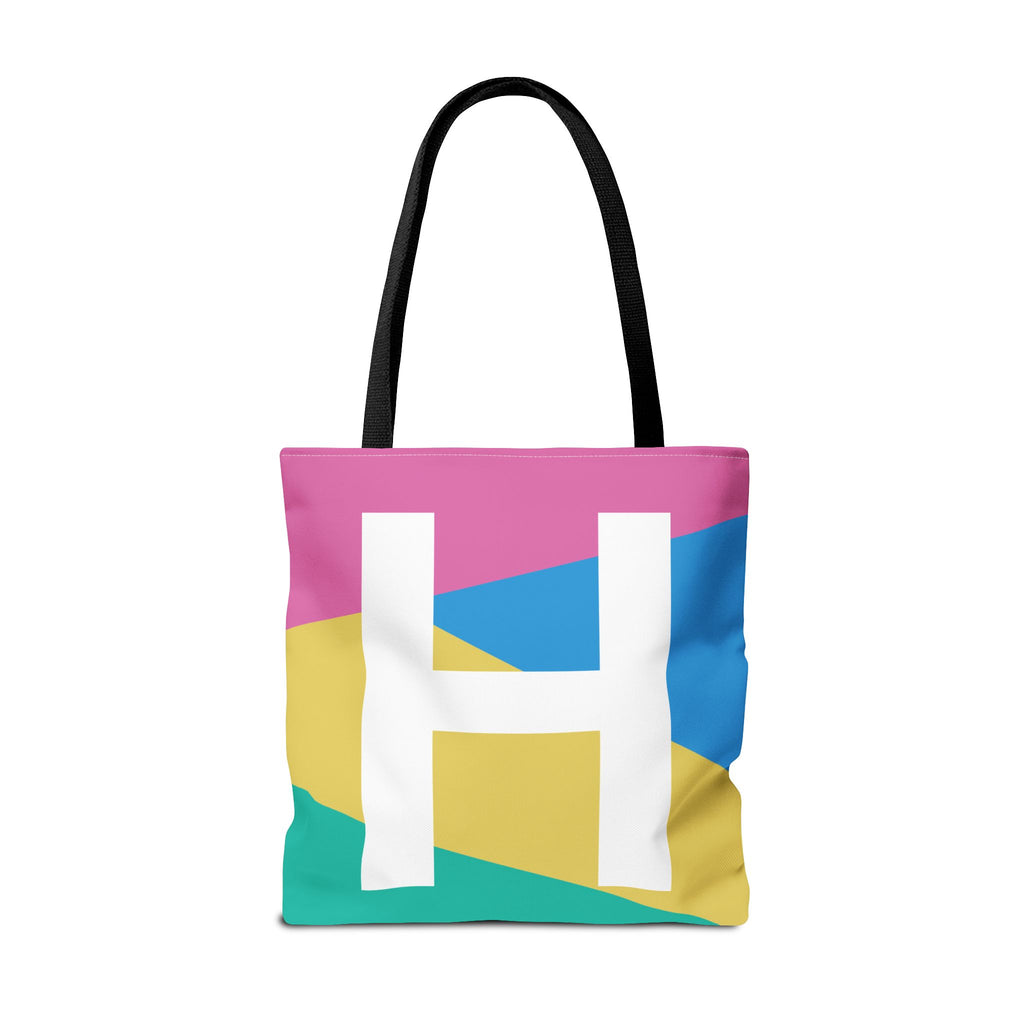 Monogram 'H' Colorblock Tote Bag — Personalized Initial H Shoulder Tote