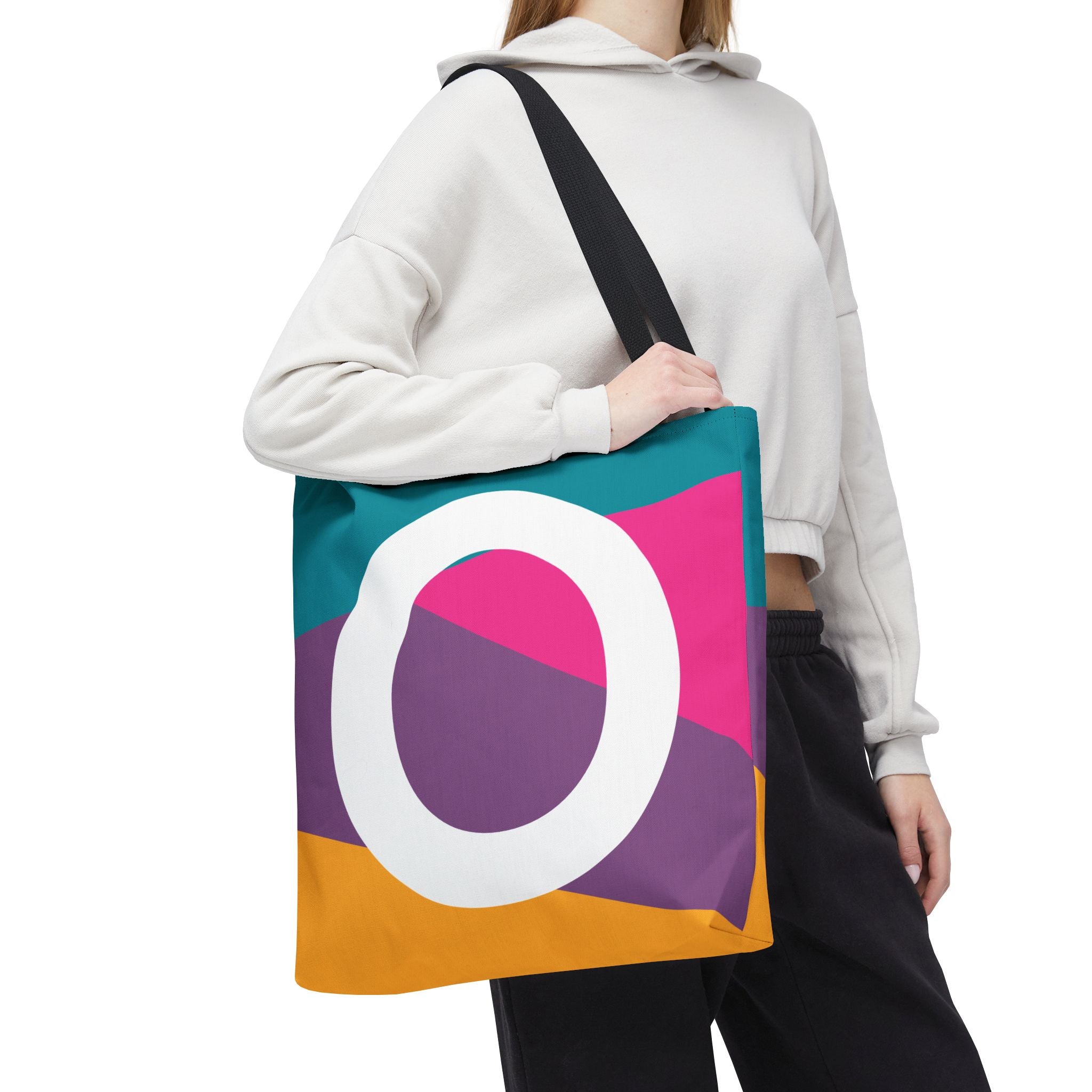 Monogram 'O' Colorblock Tote Bag — Personalized Initial O Shoulder Tote