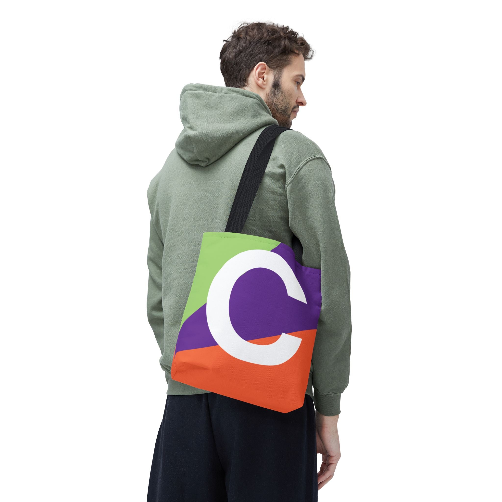 Monogram 'C' Colorblock Tote Bag — Personalized Initial C Shoulder Tote