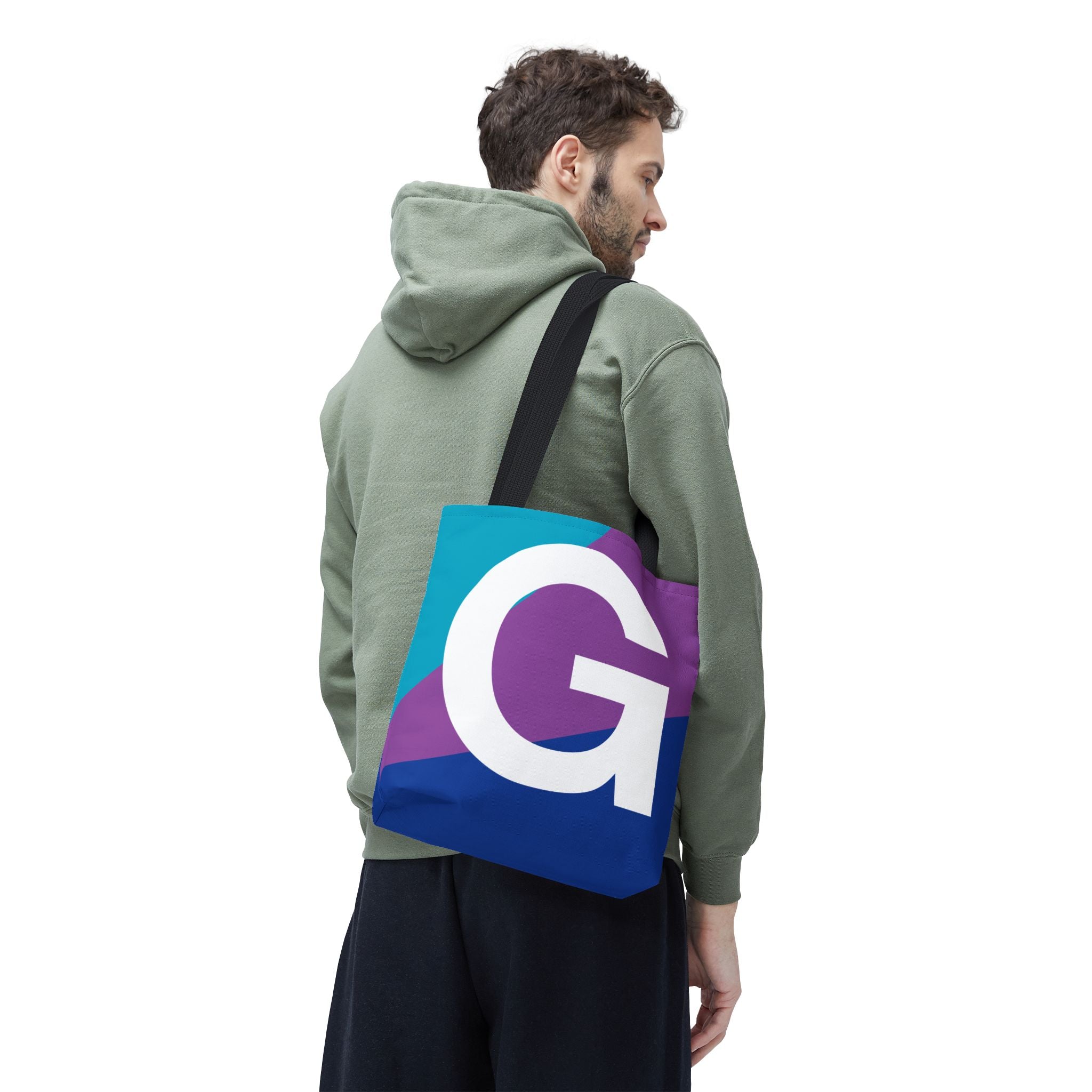 Monogram 'G' Colorblock Tote Bag — Personalized Initial G Shoulder Tote