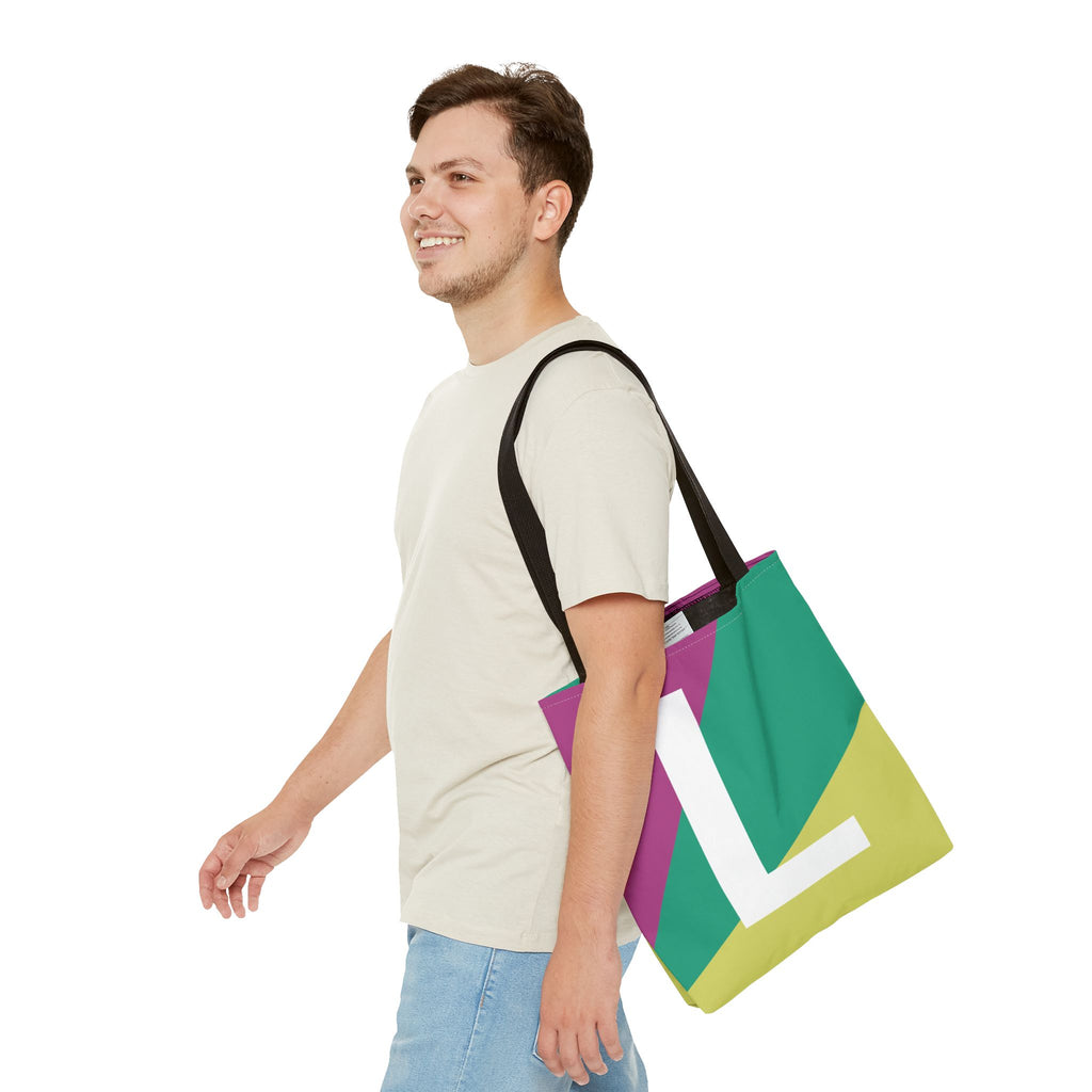 Monogram 'L' Colorblock Tote Bag — Personalized Initial L Shoulder Tote