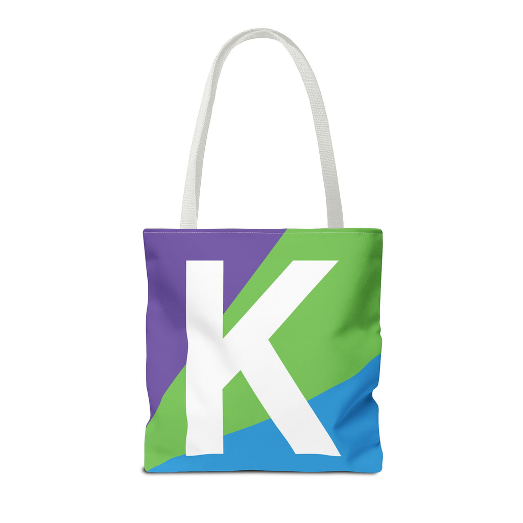 Monogram 'K' Colorblock Tote Bag — Personalized Initial K Shoulder Tote
