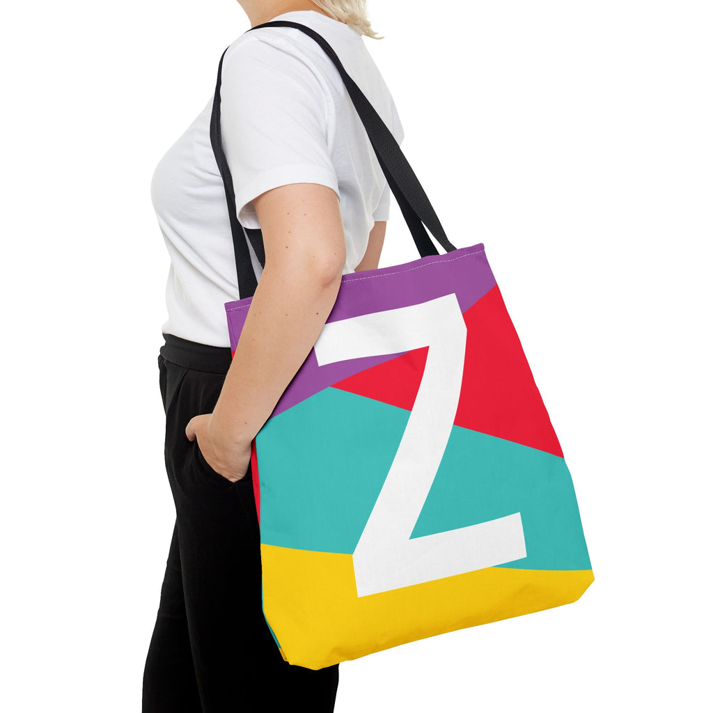 Monogram 'Z' Colorblock Tote Bag — Personalized Initial Z Shoulder Tote