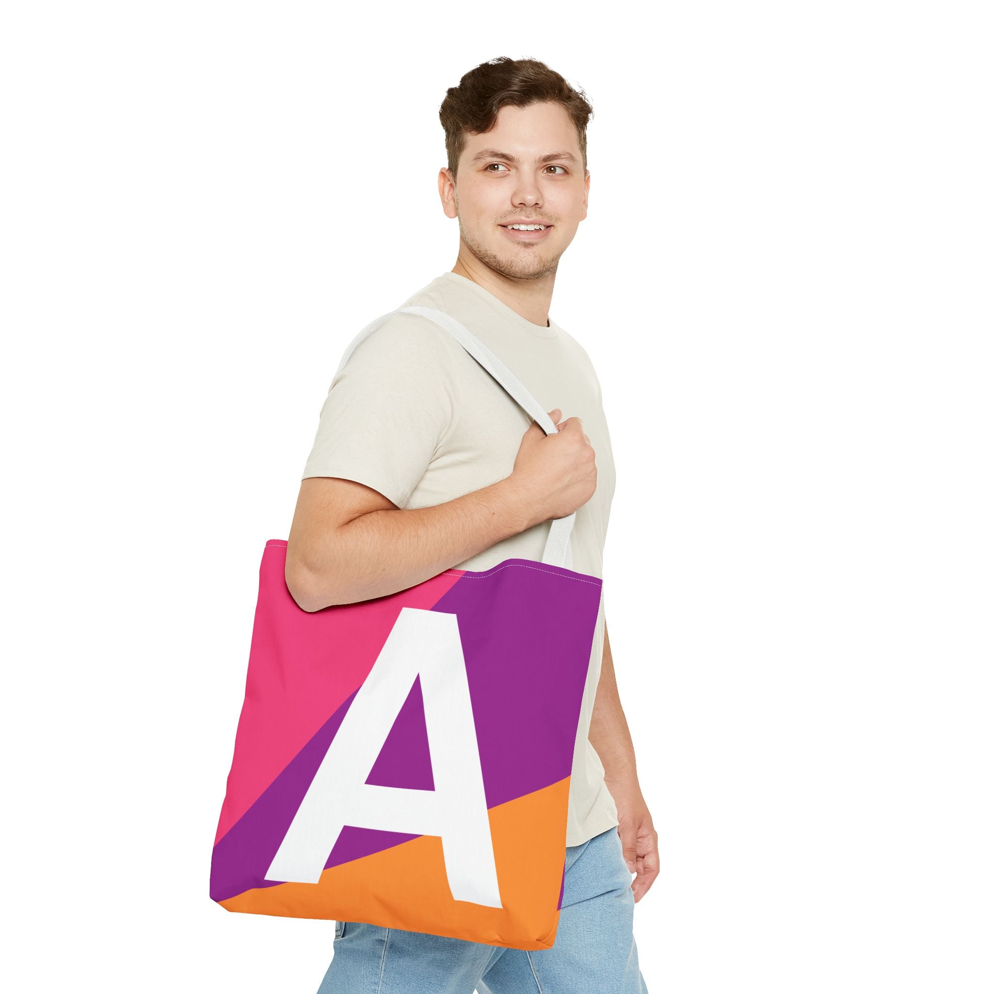 Monogram 'A' Colorblock Tote Bag — Personalized Initial A Shoulder Tote