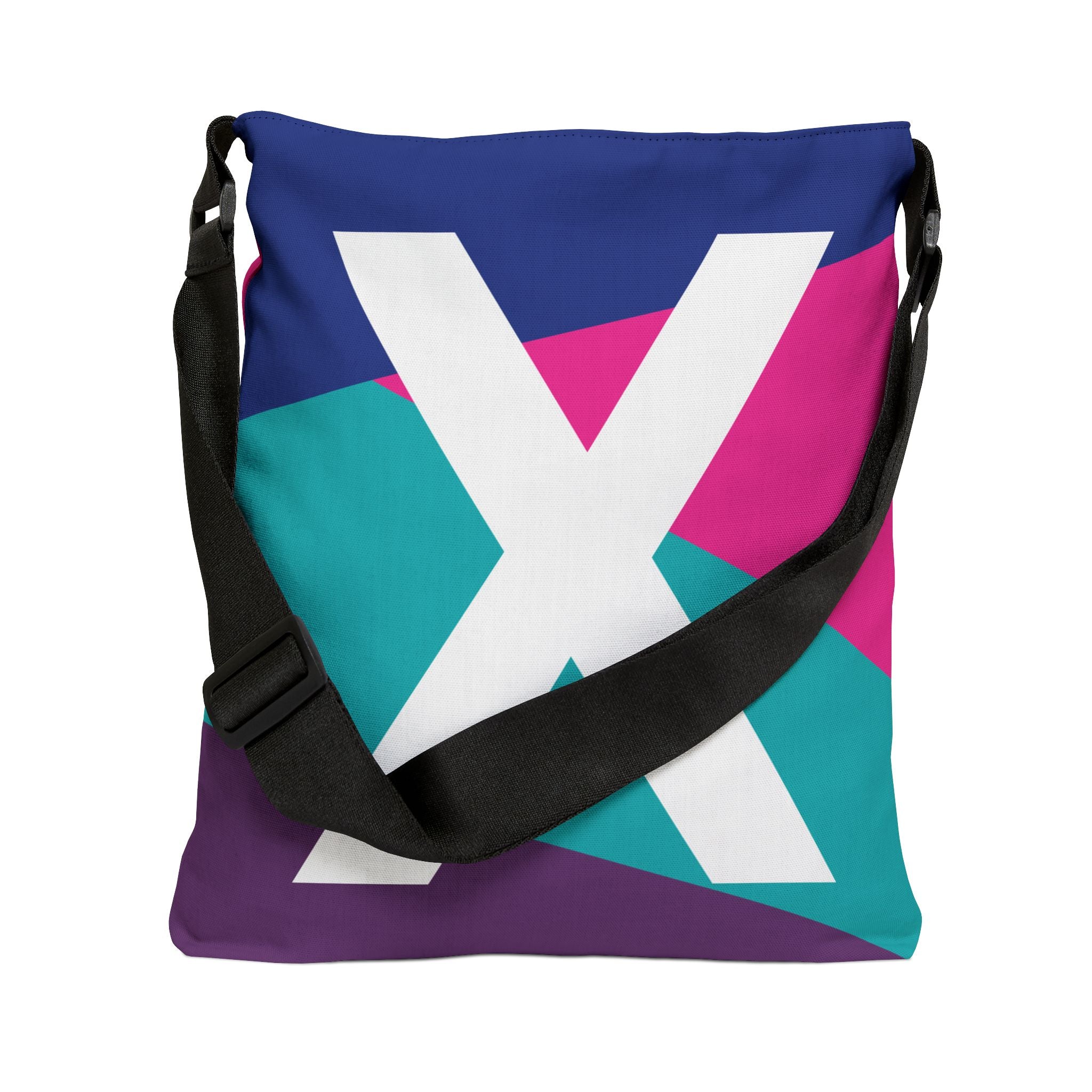 Initial Letter 'X' Colorblock Adjustable Tote Bag — Monogram Alphabet Shoulder Bag