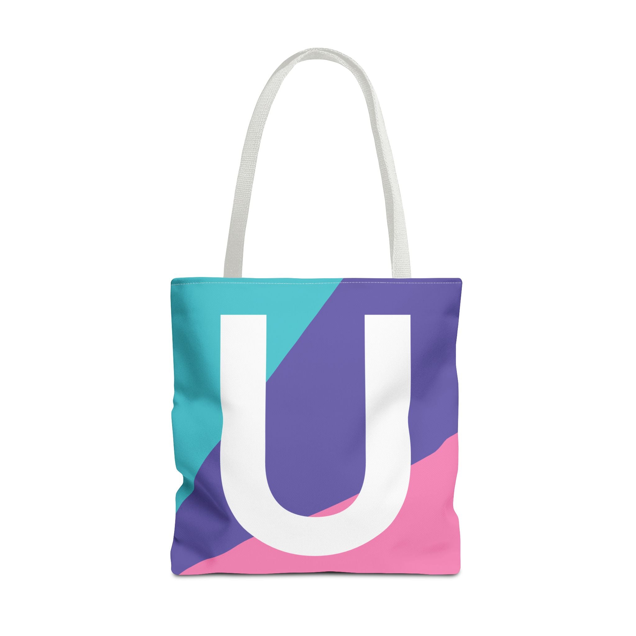 Monogram 'U' Colorblock Tote Bag — Personalized Initial U Shoulder Tote