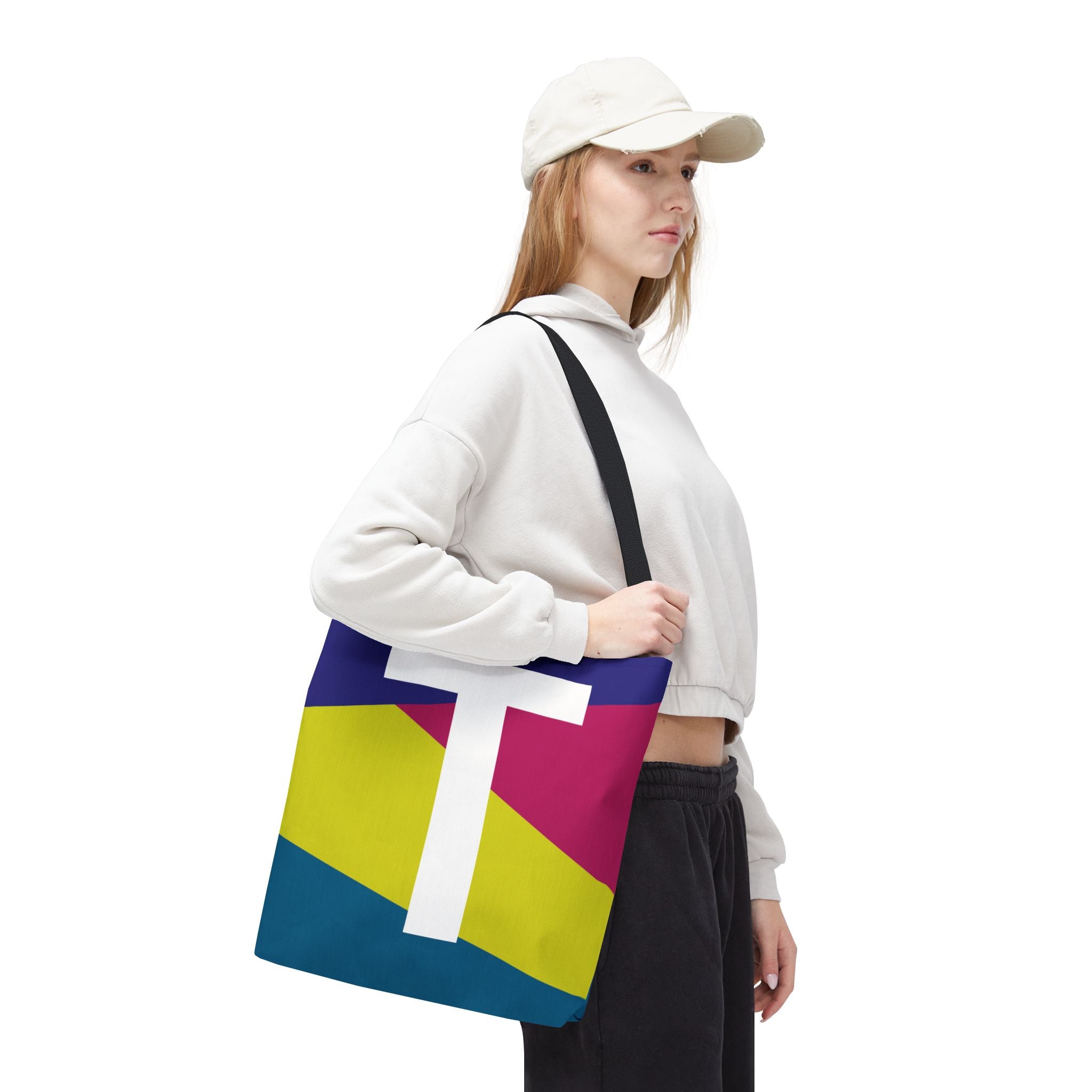 Monogram 'T' Colorblock Tote Bag — Personalized Initial T Shoulder Tote