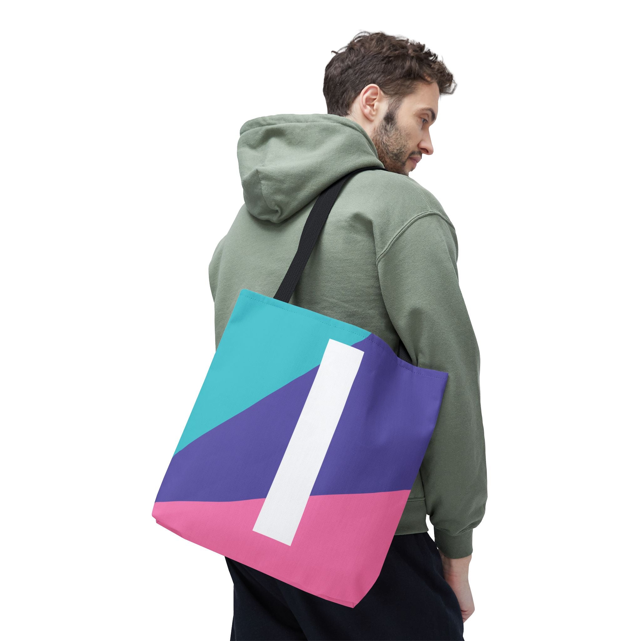 Monogram 'I' Colorblock Tote Bag — Personalized Initial I Shoulder Tote