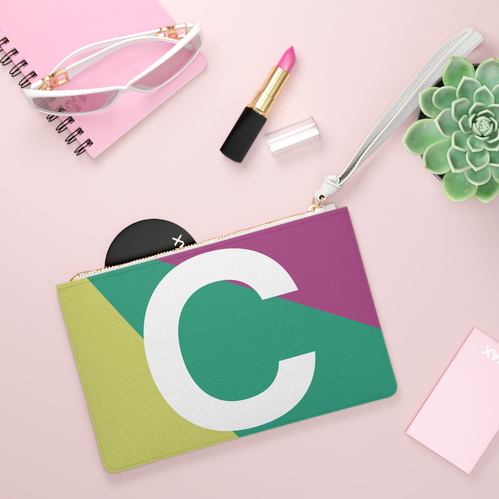 Monogram 'C' Colorblock Clutch Bag — Bold Geometric Wristlet for Everyday & Gifts