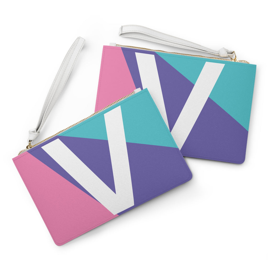 Monogram 'V' Colorblock Clutch Bag — Bold Geometric Wristlet for Everyday & Gifts