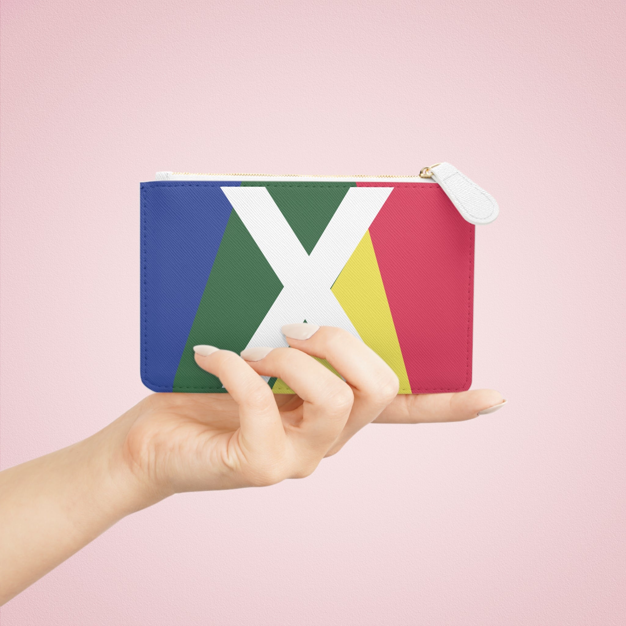 Initial X Mini Clutch — Colorblock Monogram Wristlet Wallet
