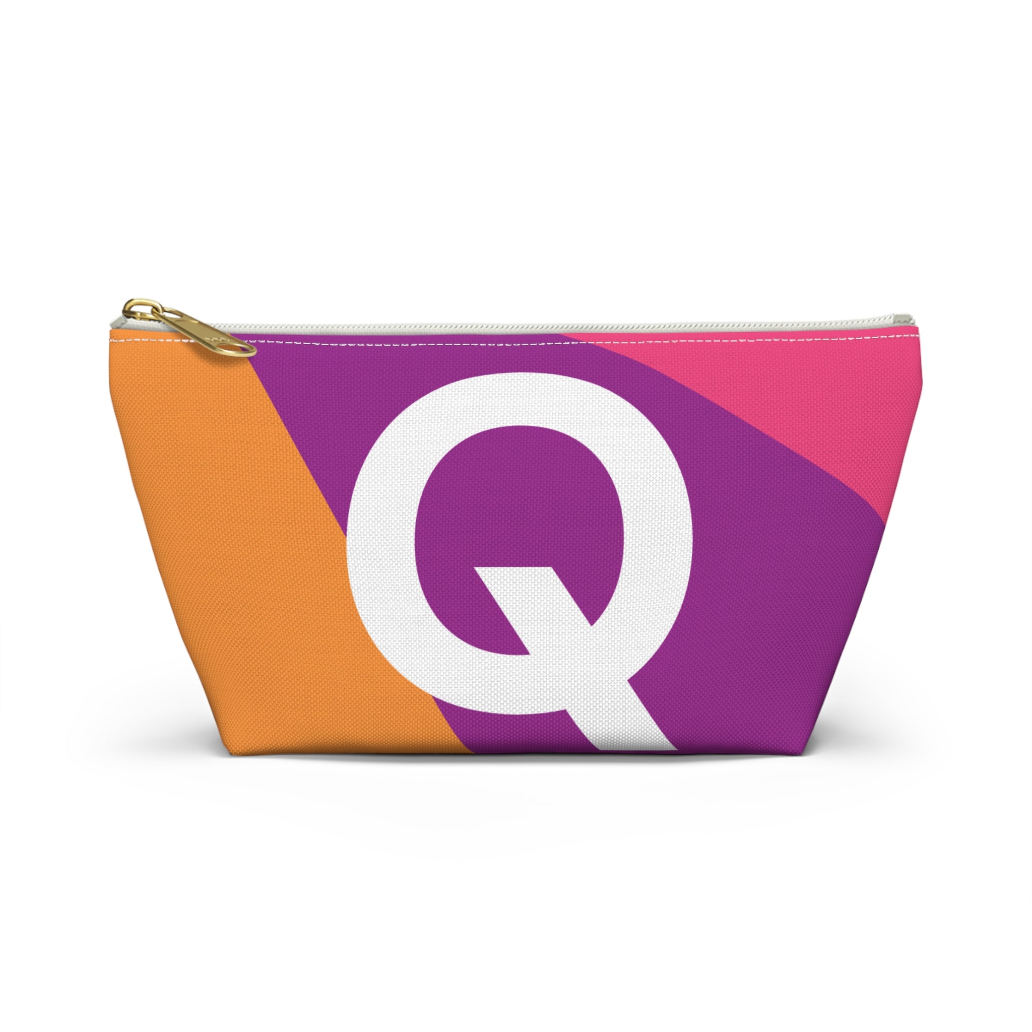Initials Colorblock Accessory Pouch — Monogram Q T-Bottom Cosmetic Bag