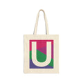 Initial U Colorblock Canvas Tote Bag — Monogram Letter U Reusable Grocery Tote