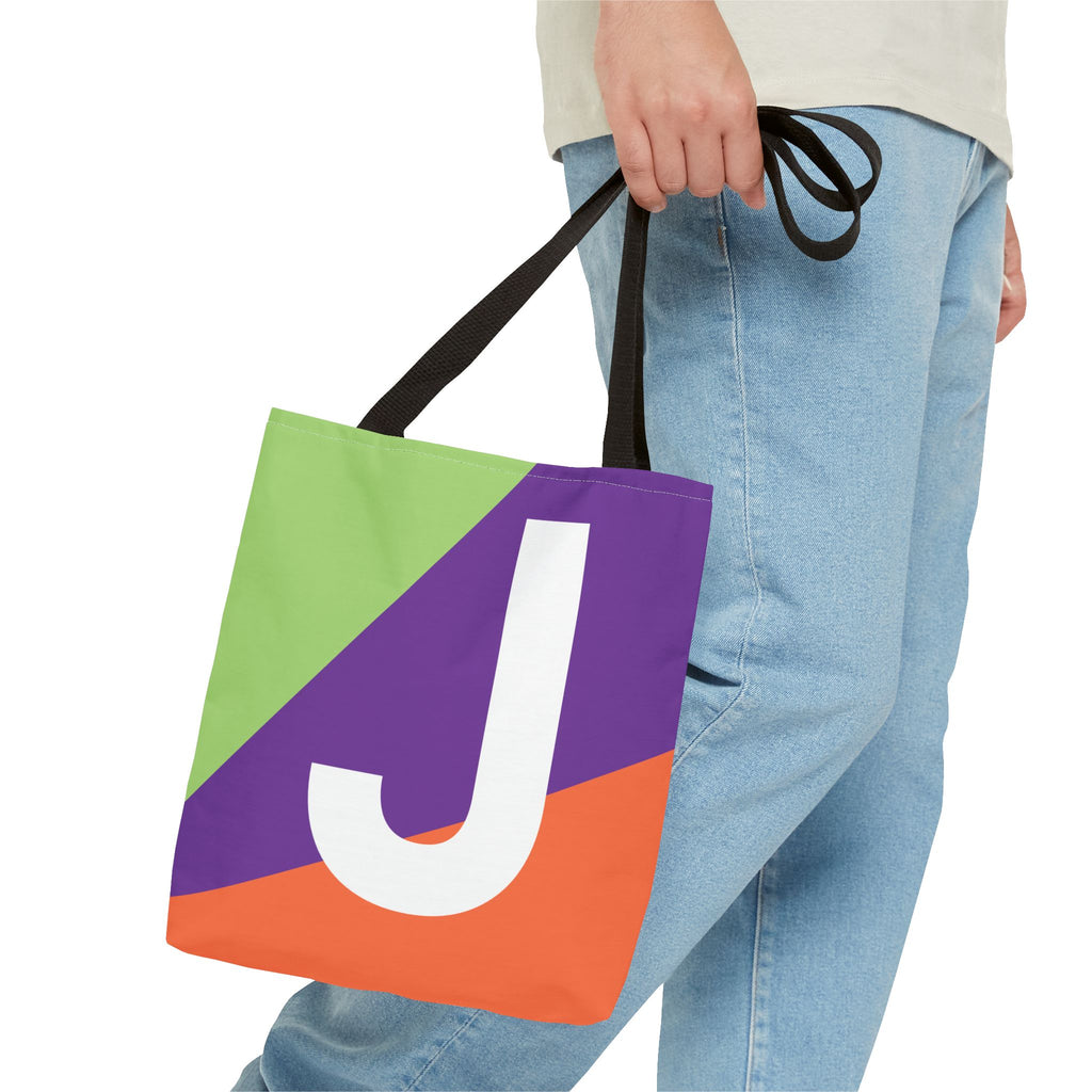 Monogram 'J' Colorblock Tote Bag — Personalized Initial J Shoulder Tote