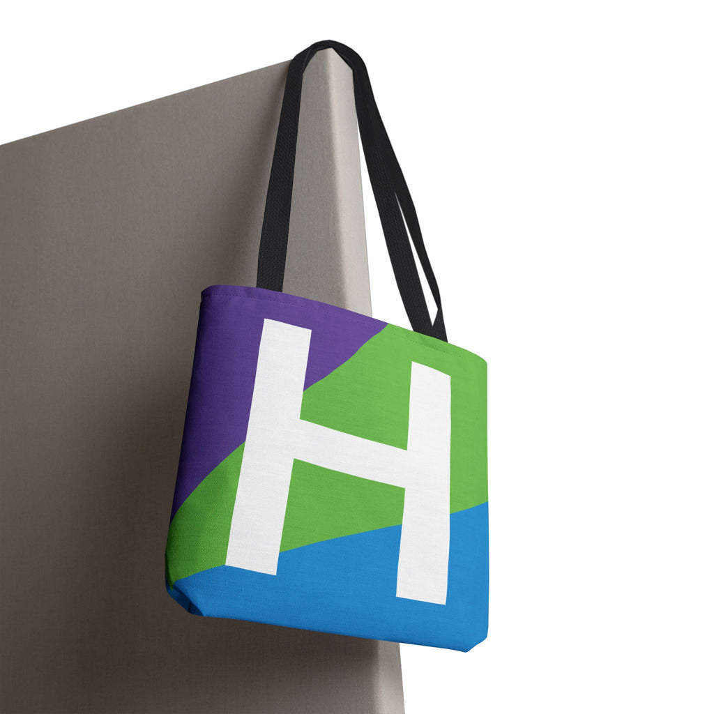 Monogram 'H' Colorblock Tote Bag — Personalized Initial H Shoulder Tote