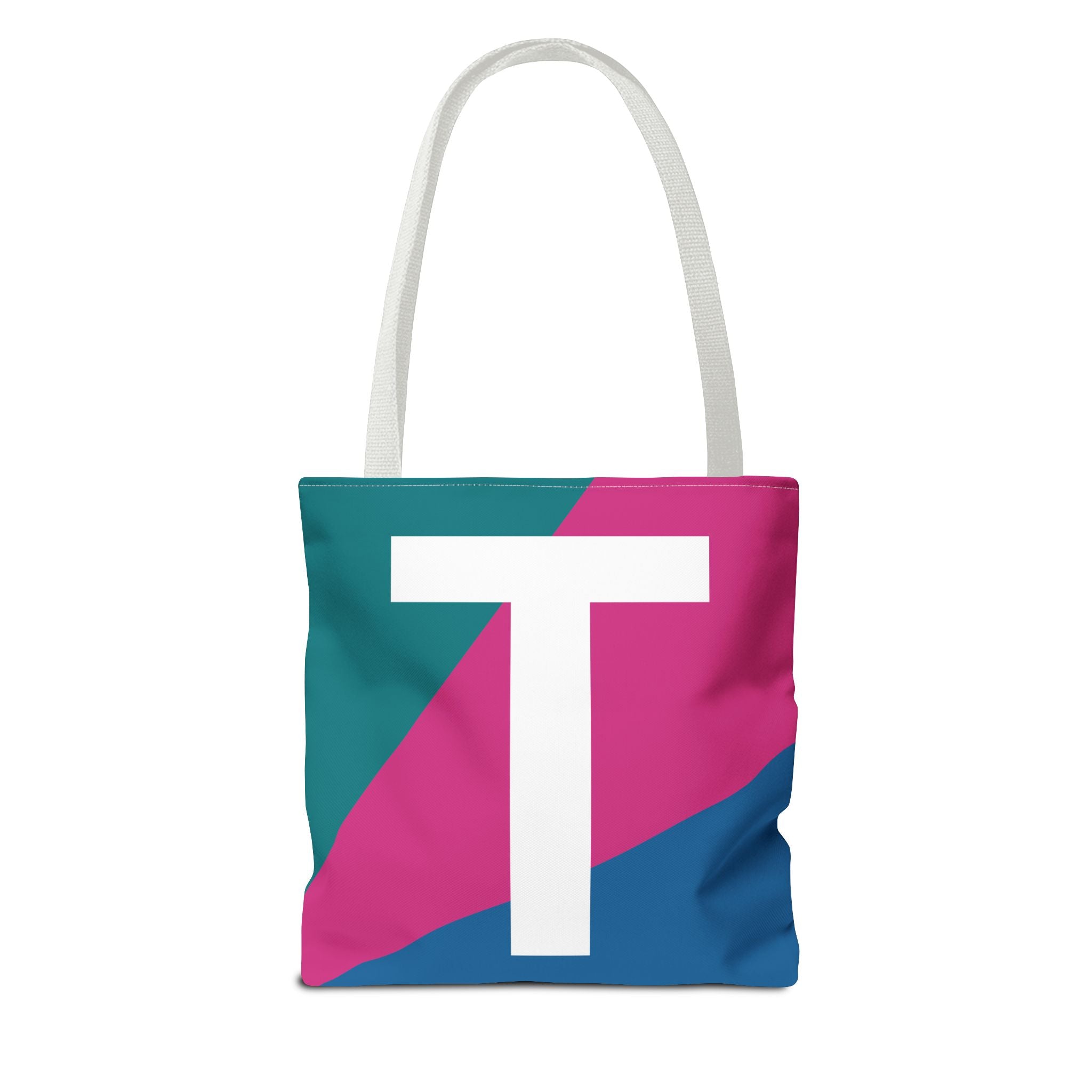 Monogram 'T' Colorblock Tote Bag — Personalized Initial T Shoulder Tote