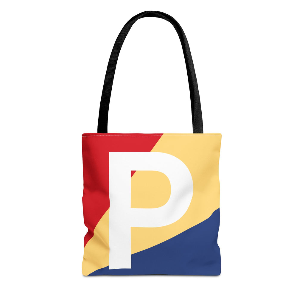 Monogram 'P' Colorblock Tote Bag — Personalized Initial P Shoulder Tote