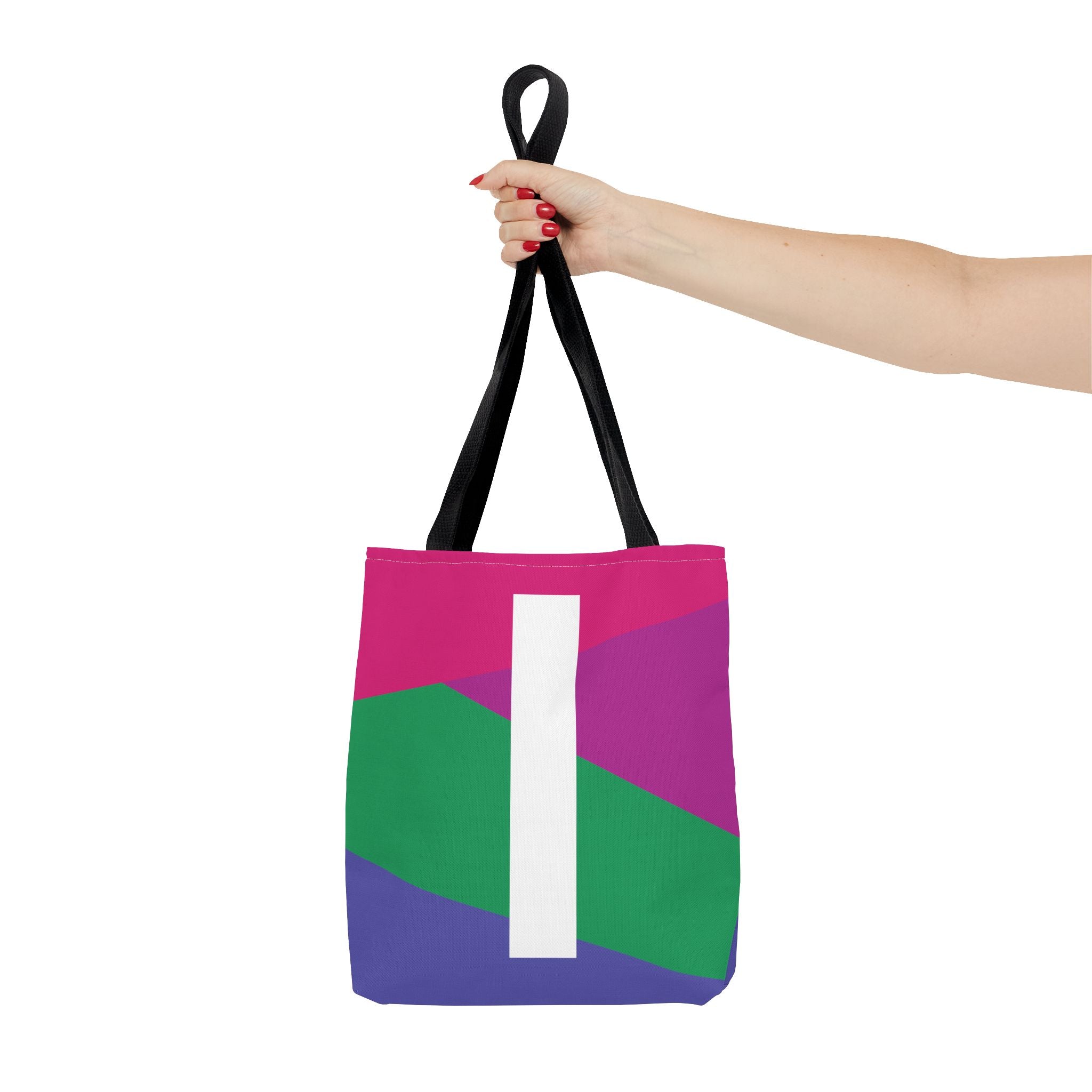 Monogram 'I' Colorblock Tote Bag — Personalized Initial I Shoulder Tote